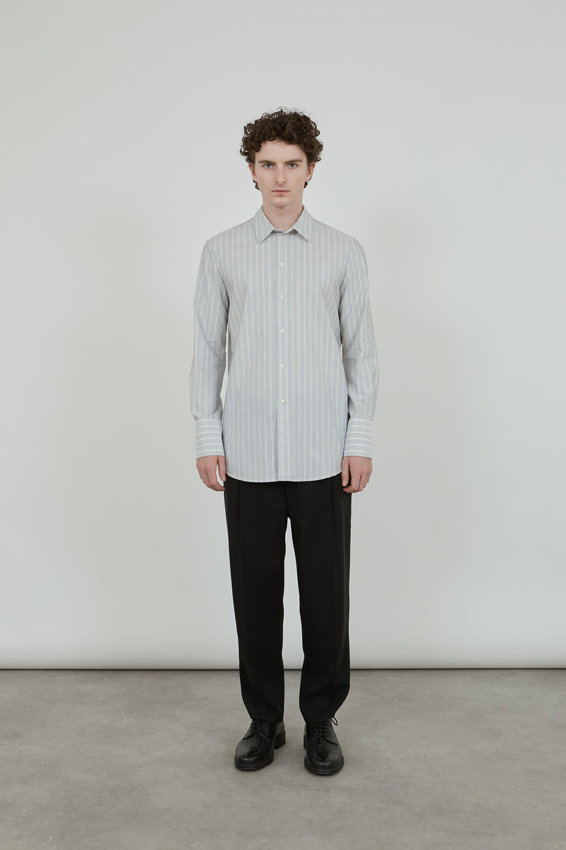 Adam shirt | Striped blue cream - Silk-cotton blend