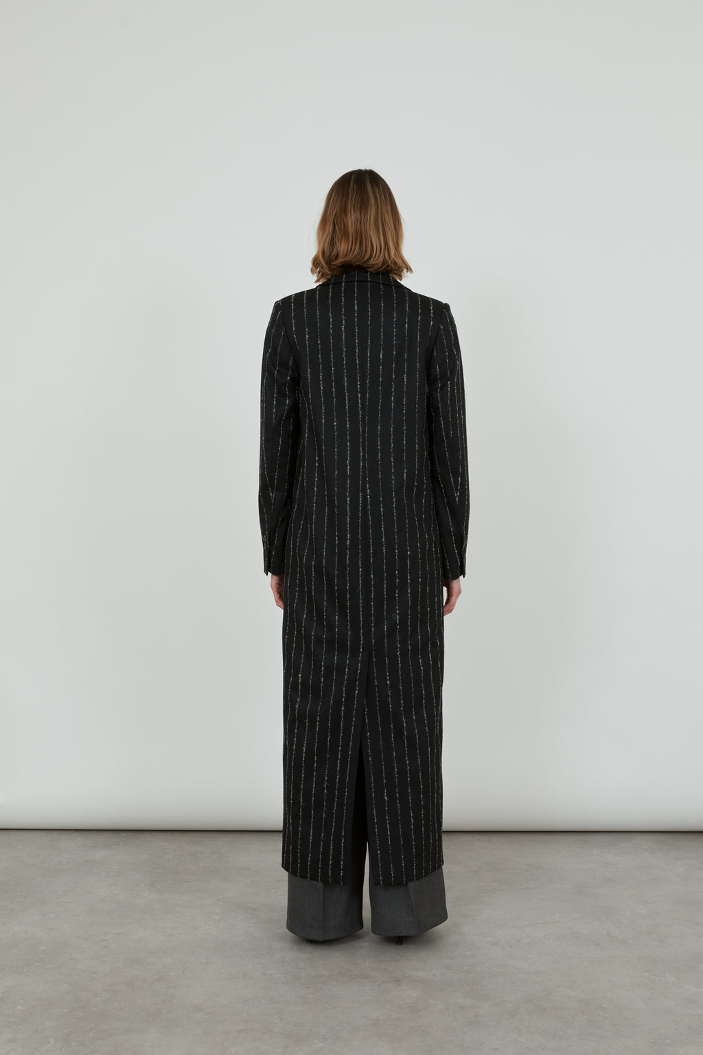 Adeline coat - black striped - virgin wool