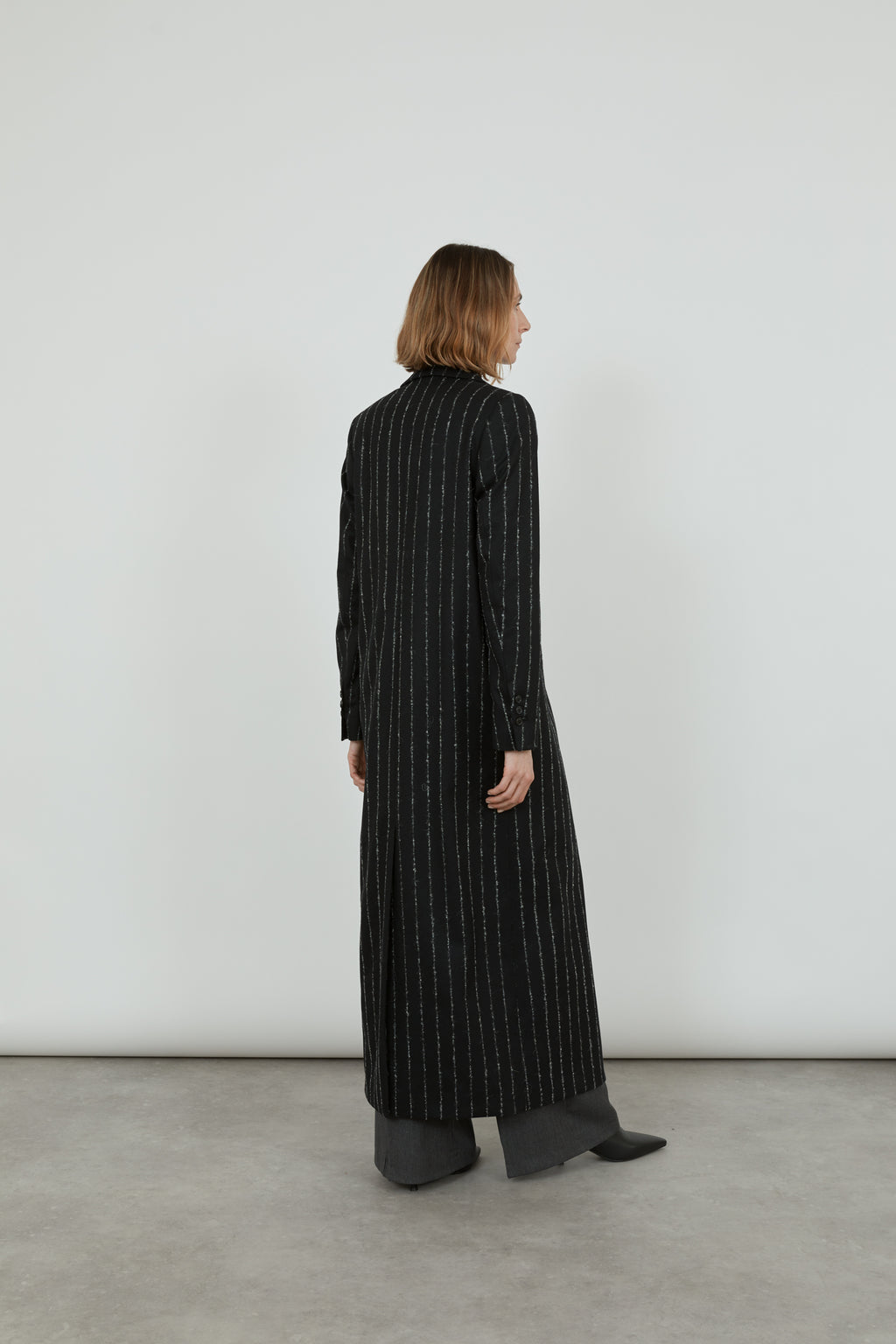 Adeline coat - black striped - virgin wool