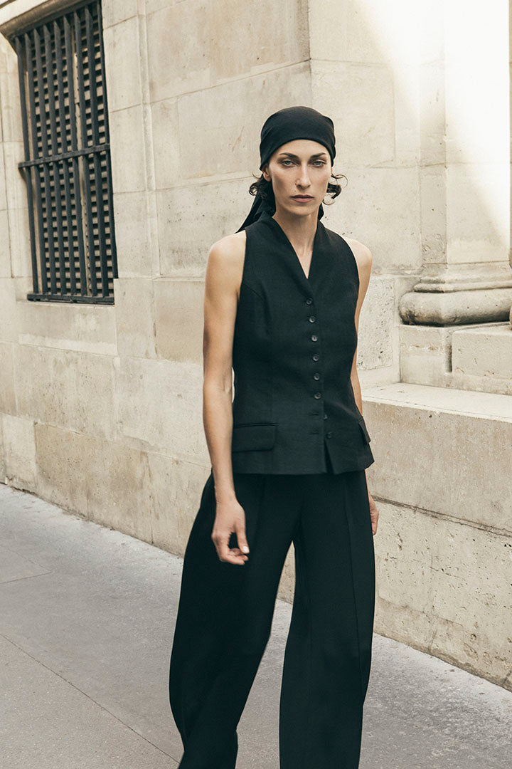 Roshan scarf | Black - Linen