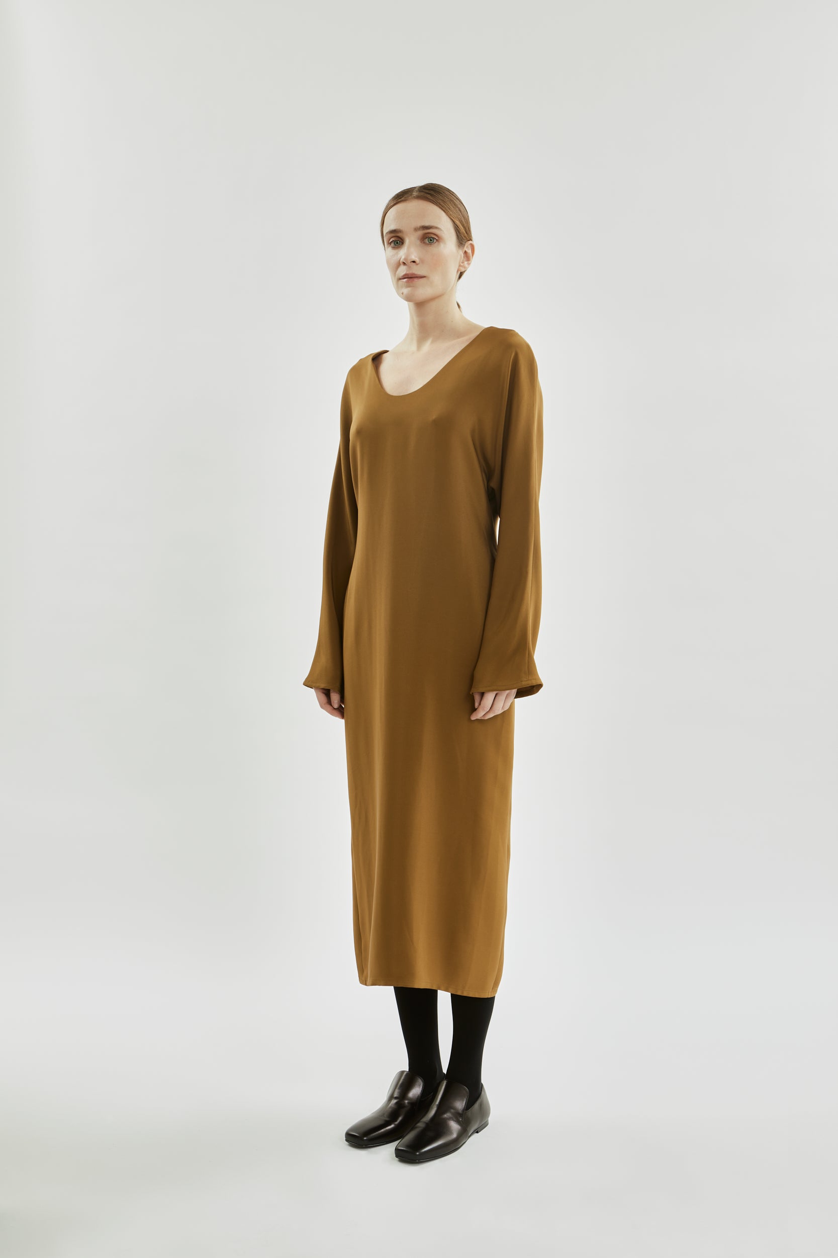 Angelina dress | Bronze - Crepe silk