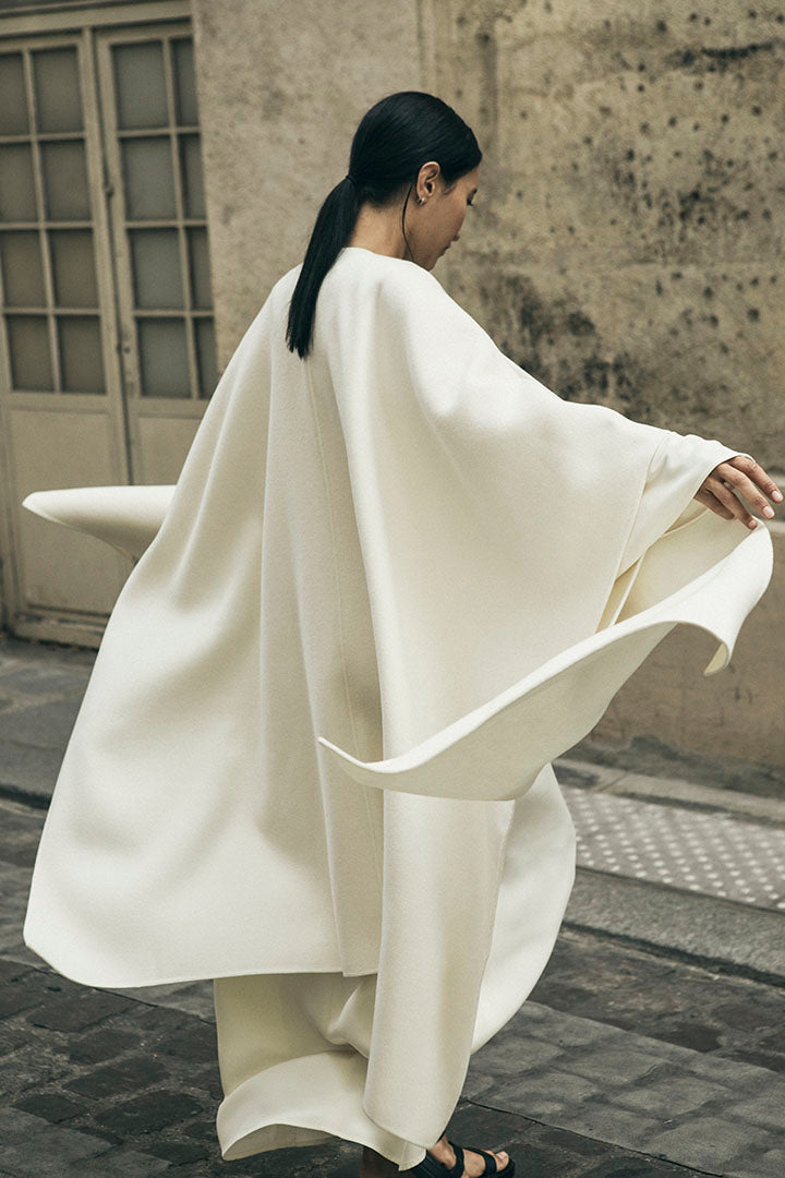 Aspen poncho | Off White - Wool