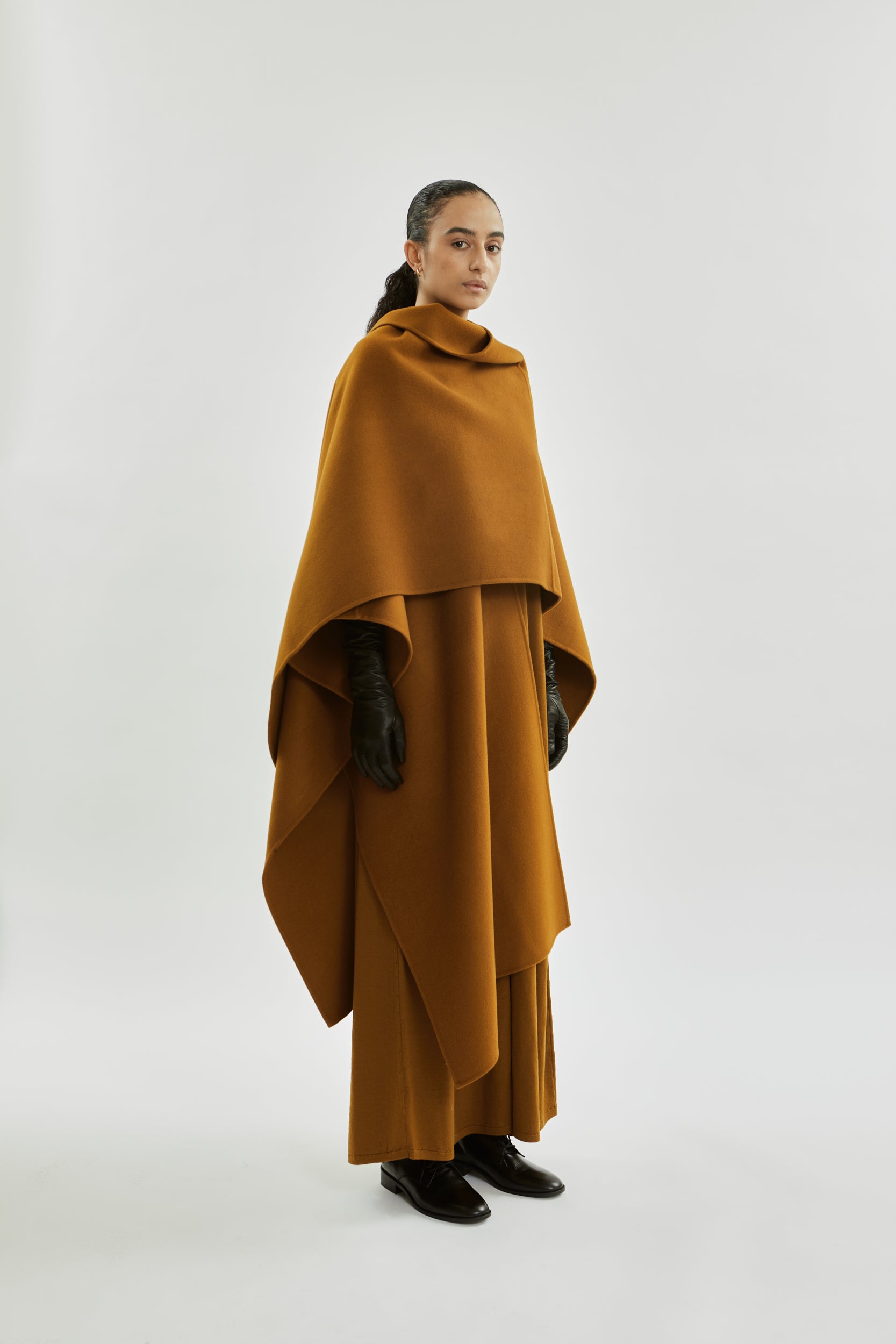 Aspen poncho | Caramel - Wool cashmere blend