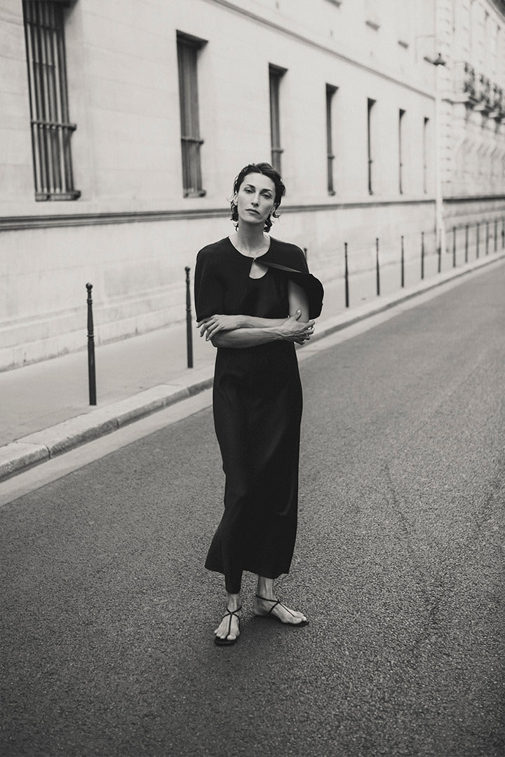 Aya cape | Black - Crepe silk