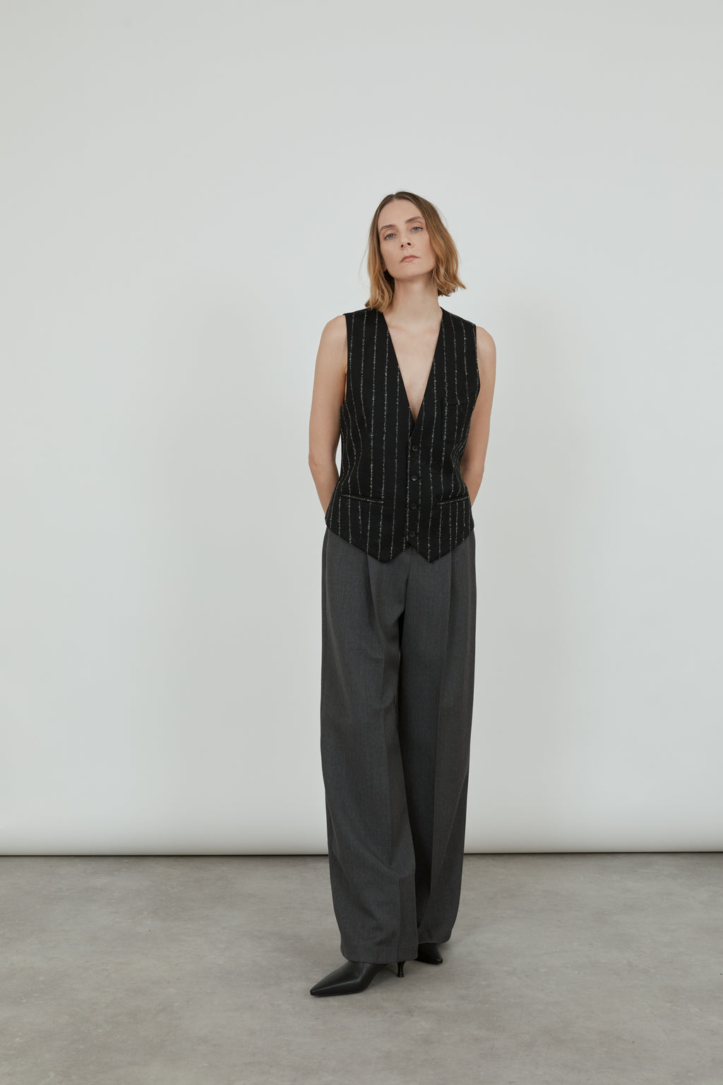 Bobby jacket | Black Striped - Wool blend