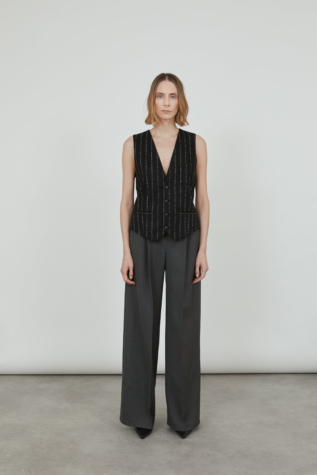 Bobby jacket | Black Striped - Wool blend