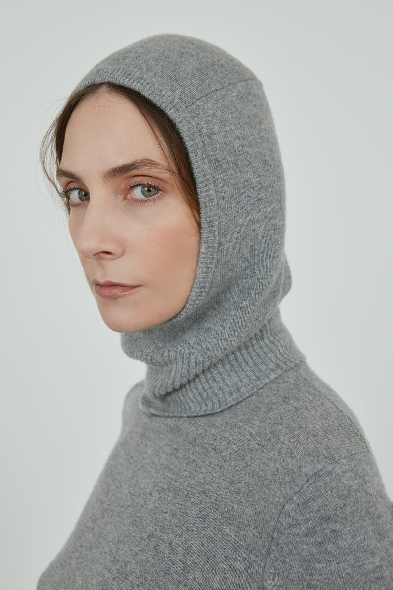 Cathy knitted balaclava hat | Grey - Cashmere wool