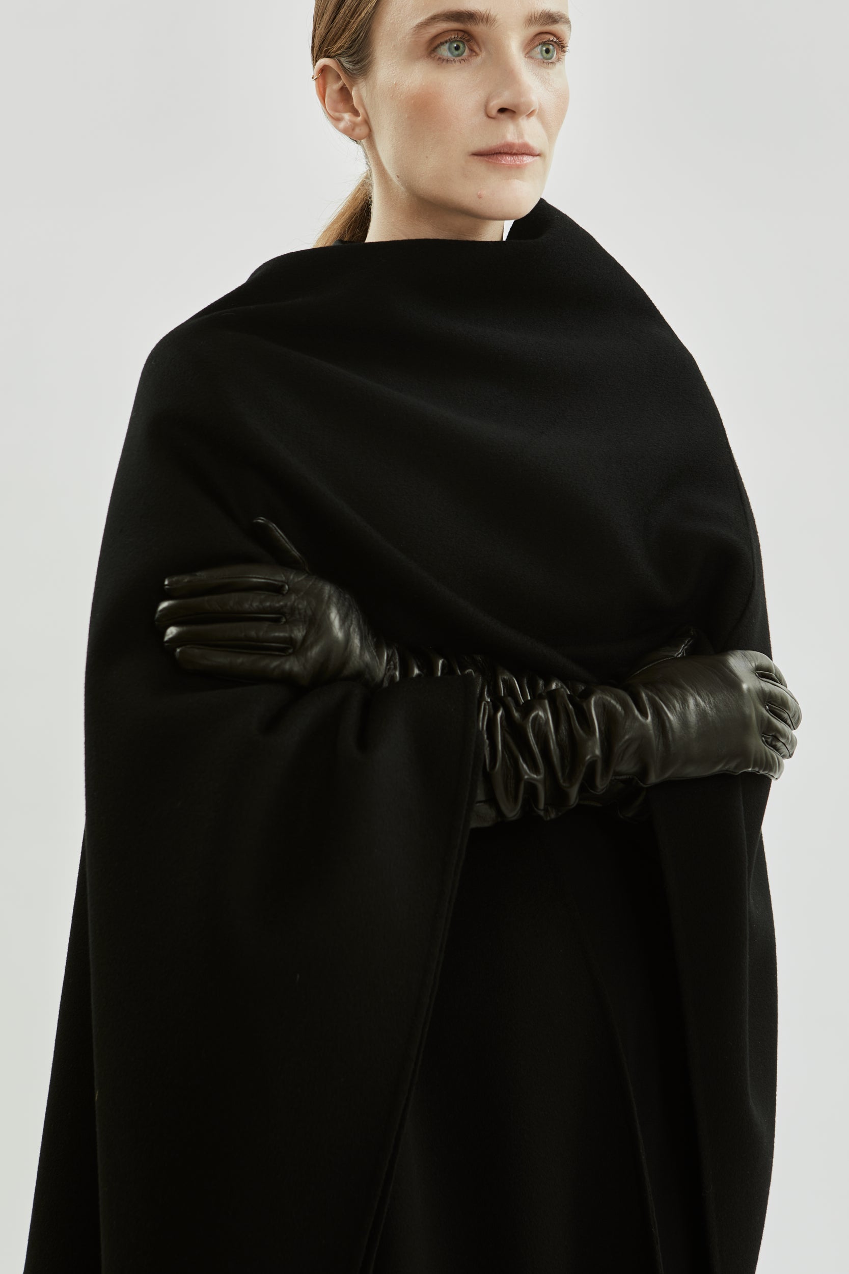 코니 긴 장갑 | 블랙 - 가죽