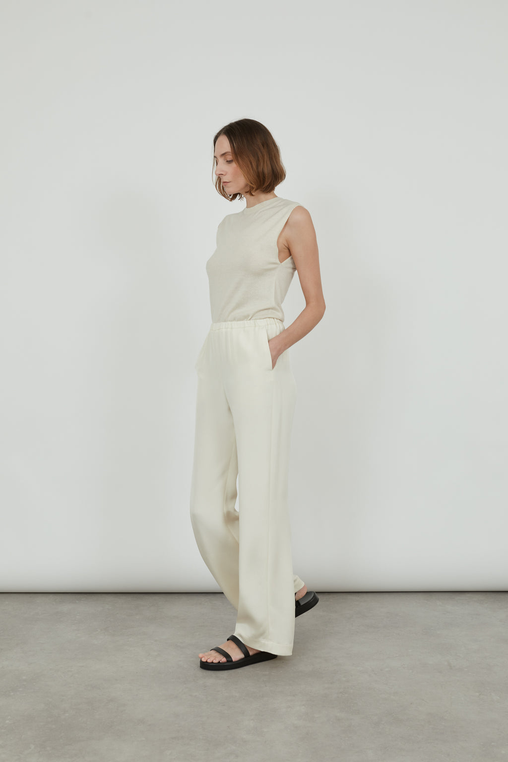 Cornelia trousers | Off White - Crepe silk