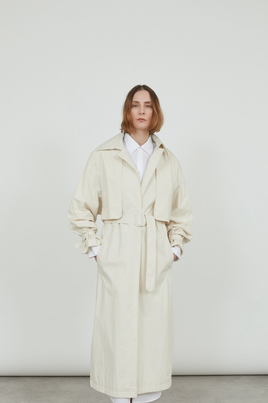 La Collection Evelyn Coat Offwhite Water Repellent Cotton