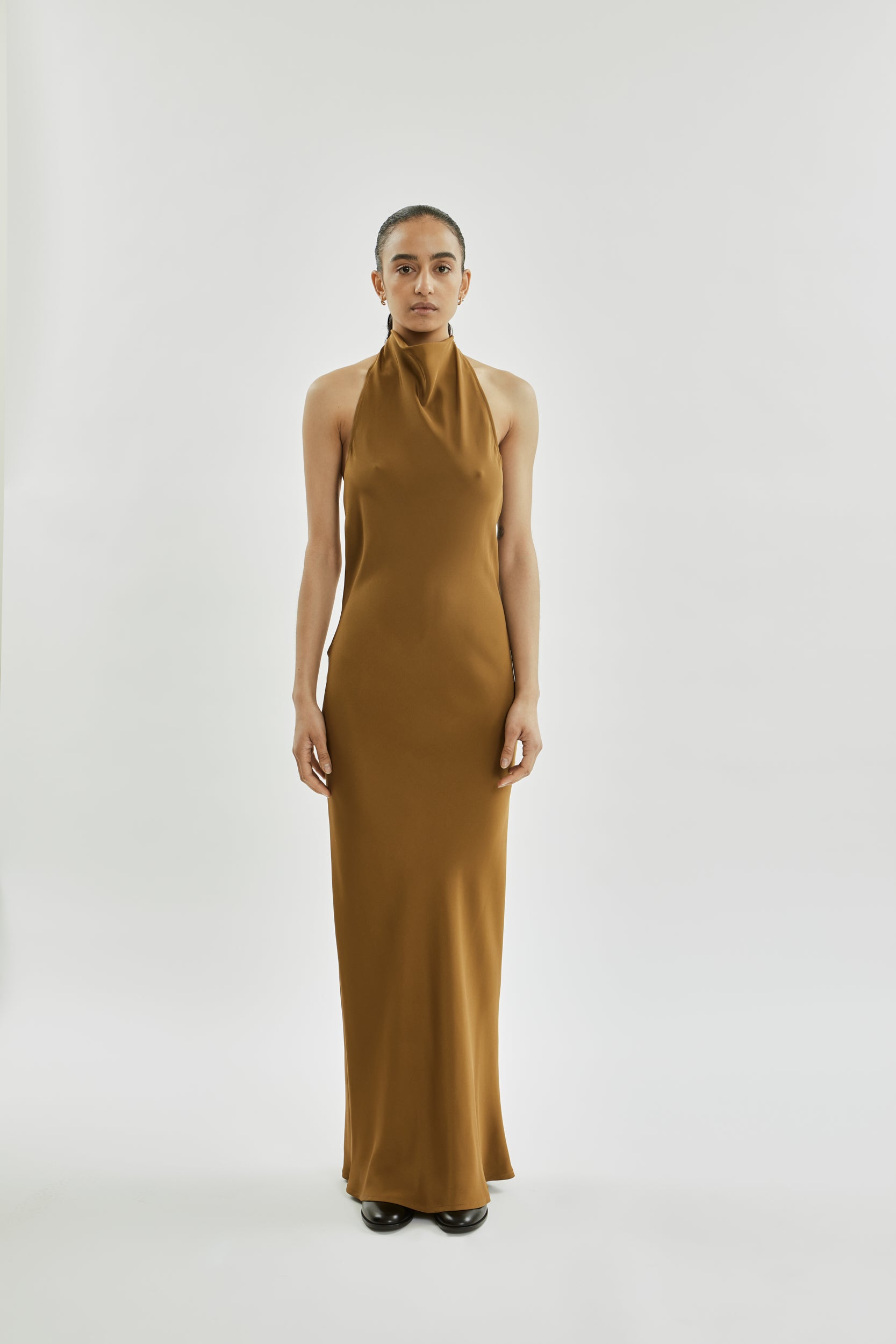 Francoise dress | Bronze - Crepe silk
