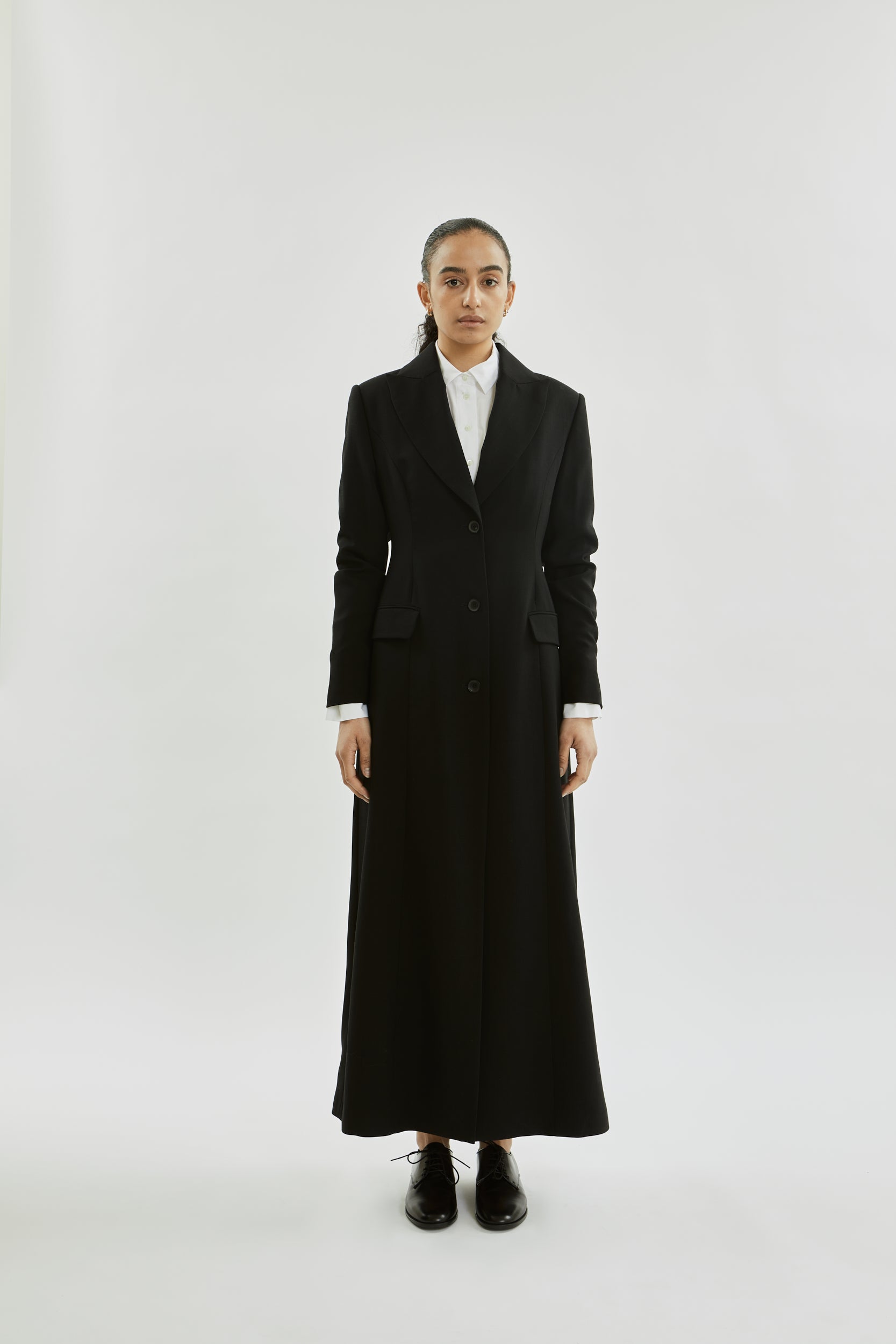 Gaia Coat | Black - Wool silk blend