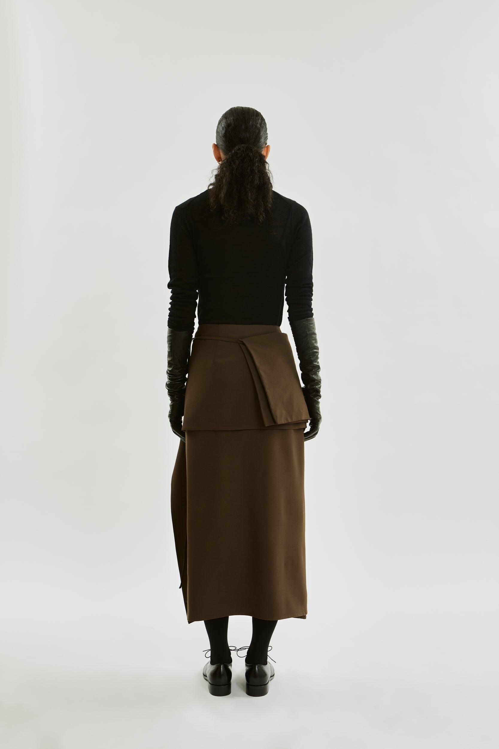 헤일리 스커트 | 카키 - 버진 울 혼방