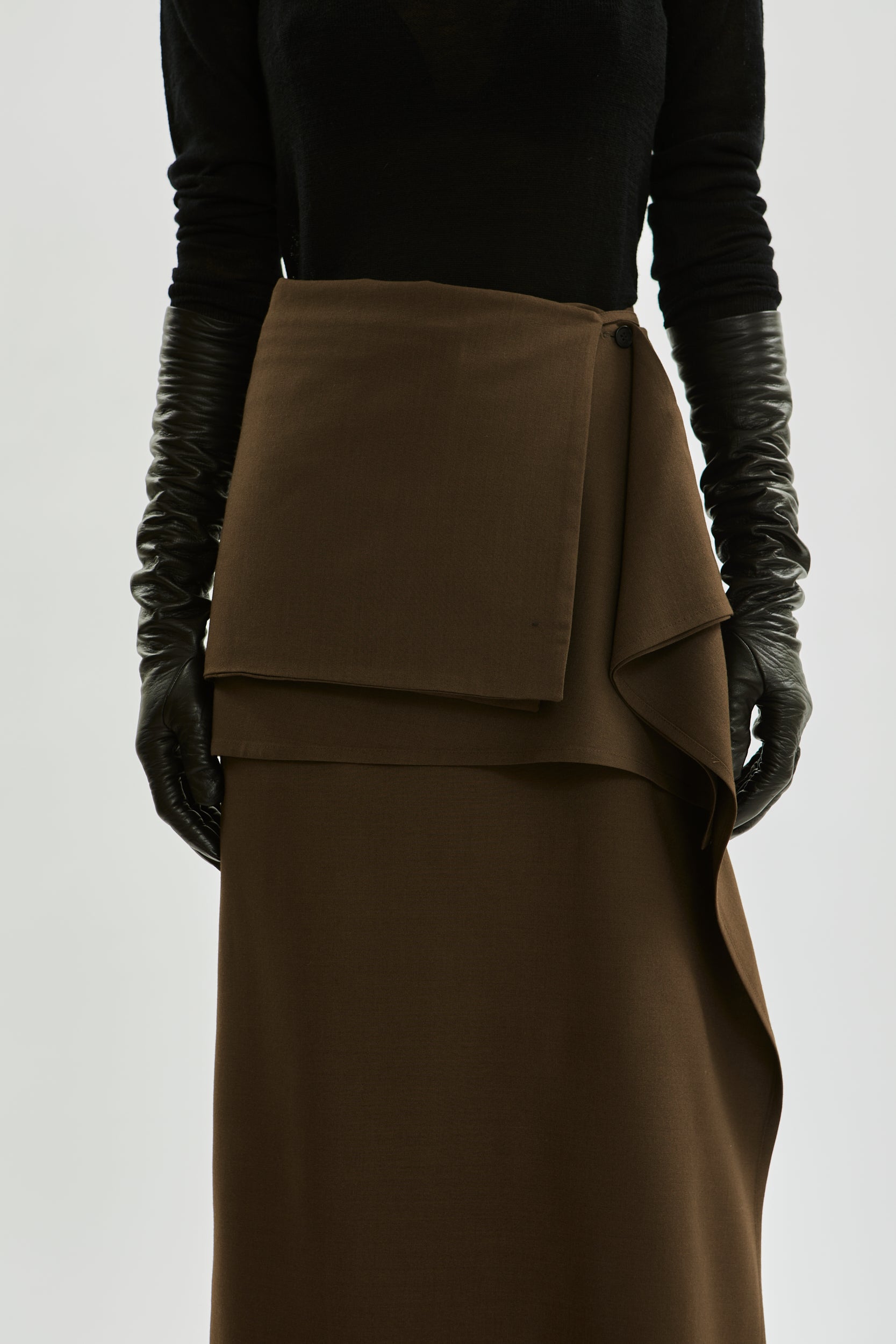 헤일리 스커트 | 카키 - 버진 울 혼방