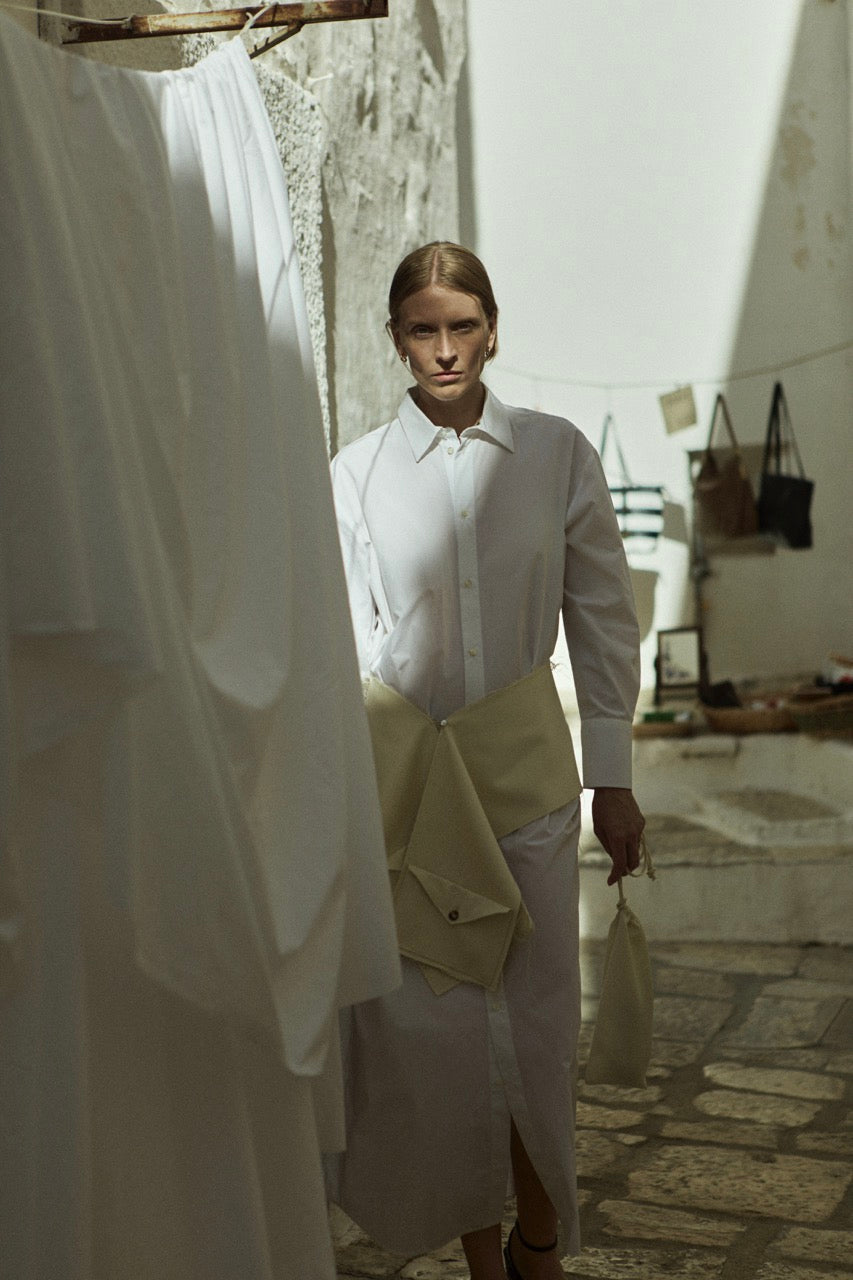 Freda shirtdress | White - Cotton poplin