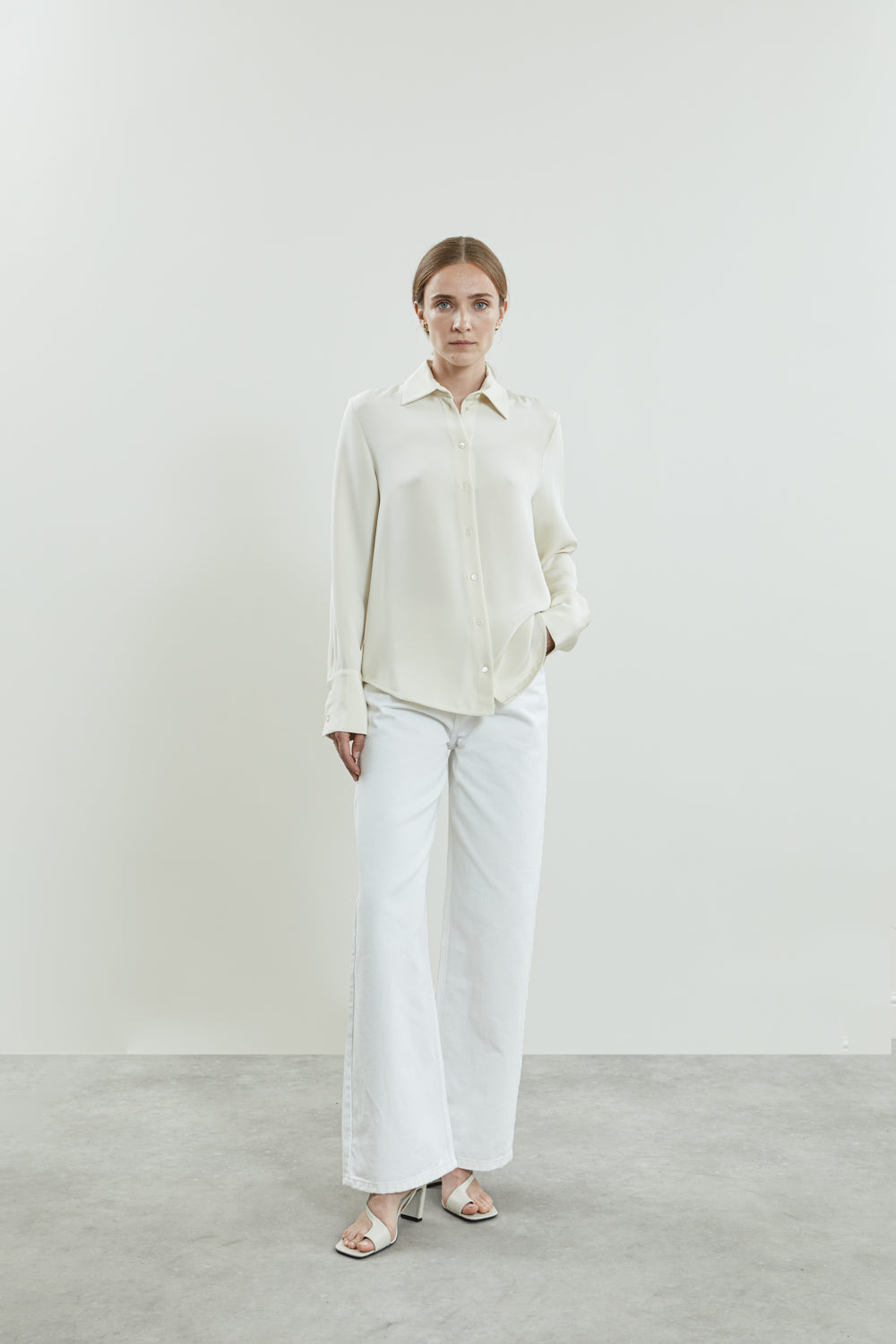 Jeannine blouse | Off white - Crepe silk