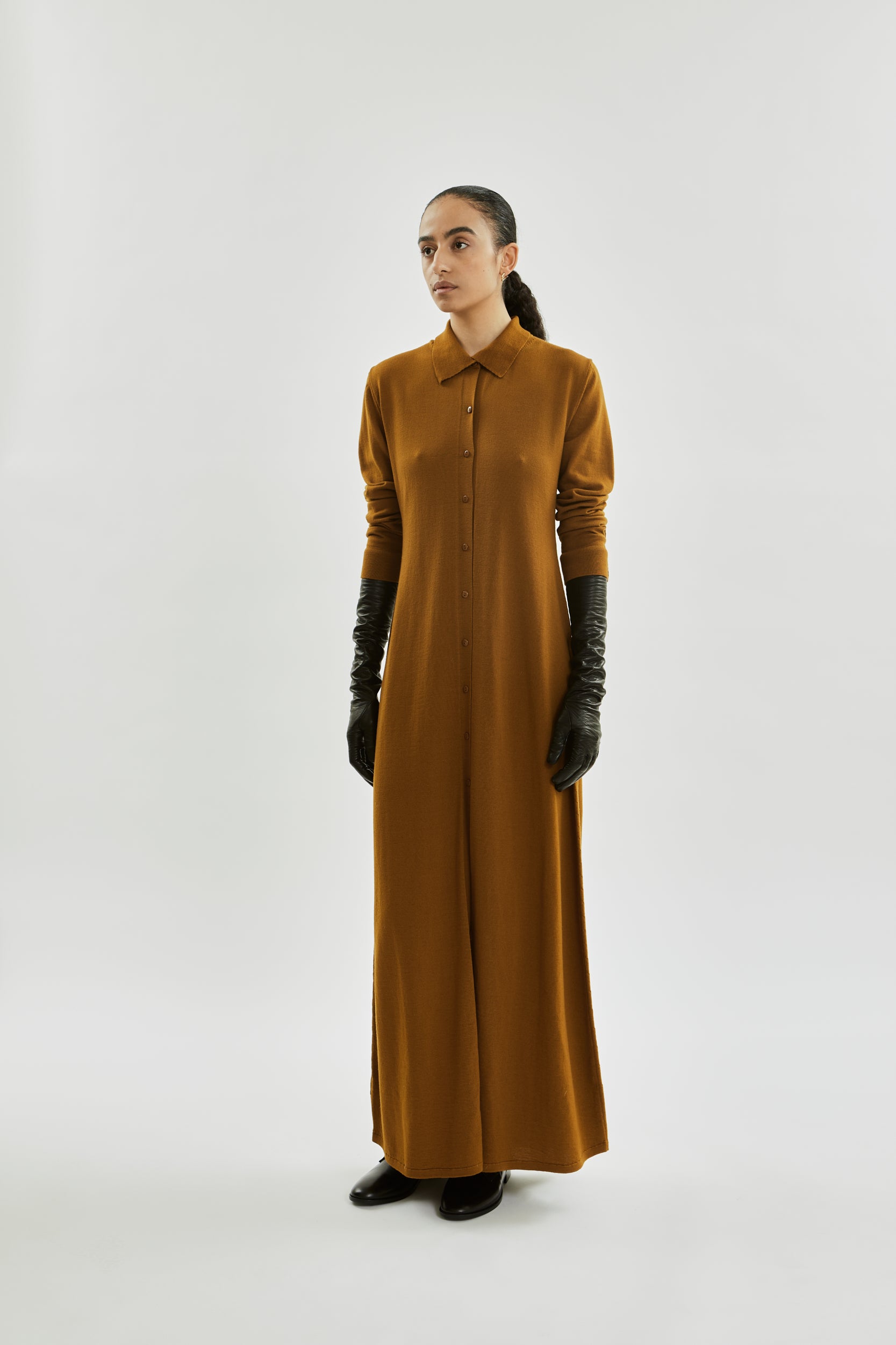 Mabel dress | Caramel - Virgin merino wool