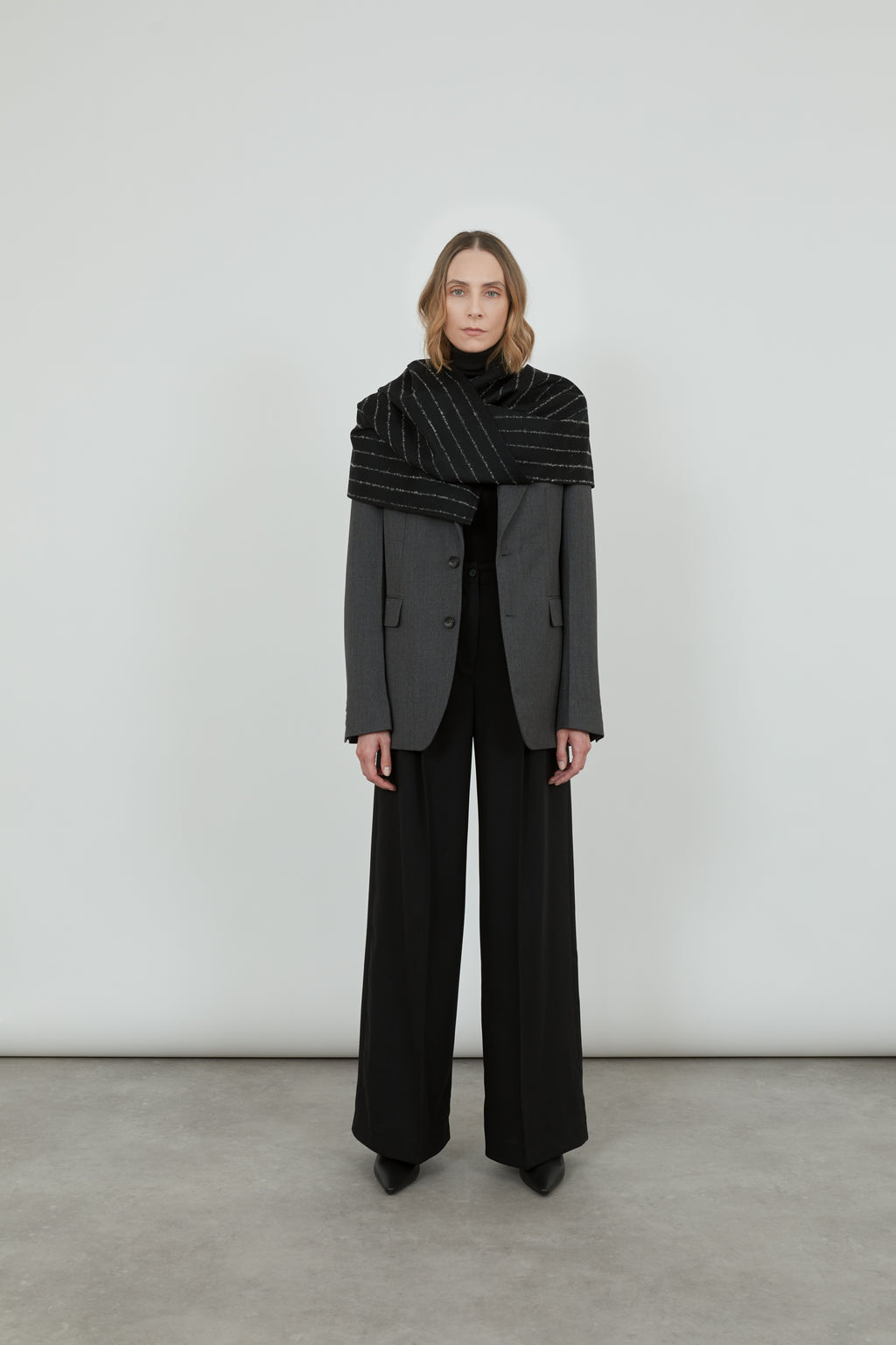 Macha scarf | Black striped - Wool blend
