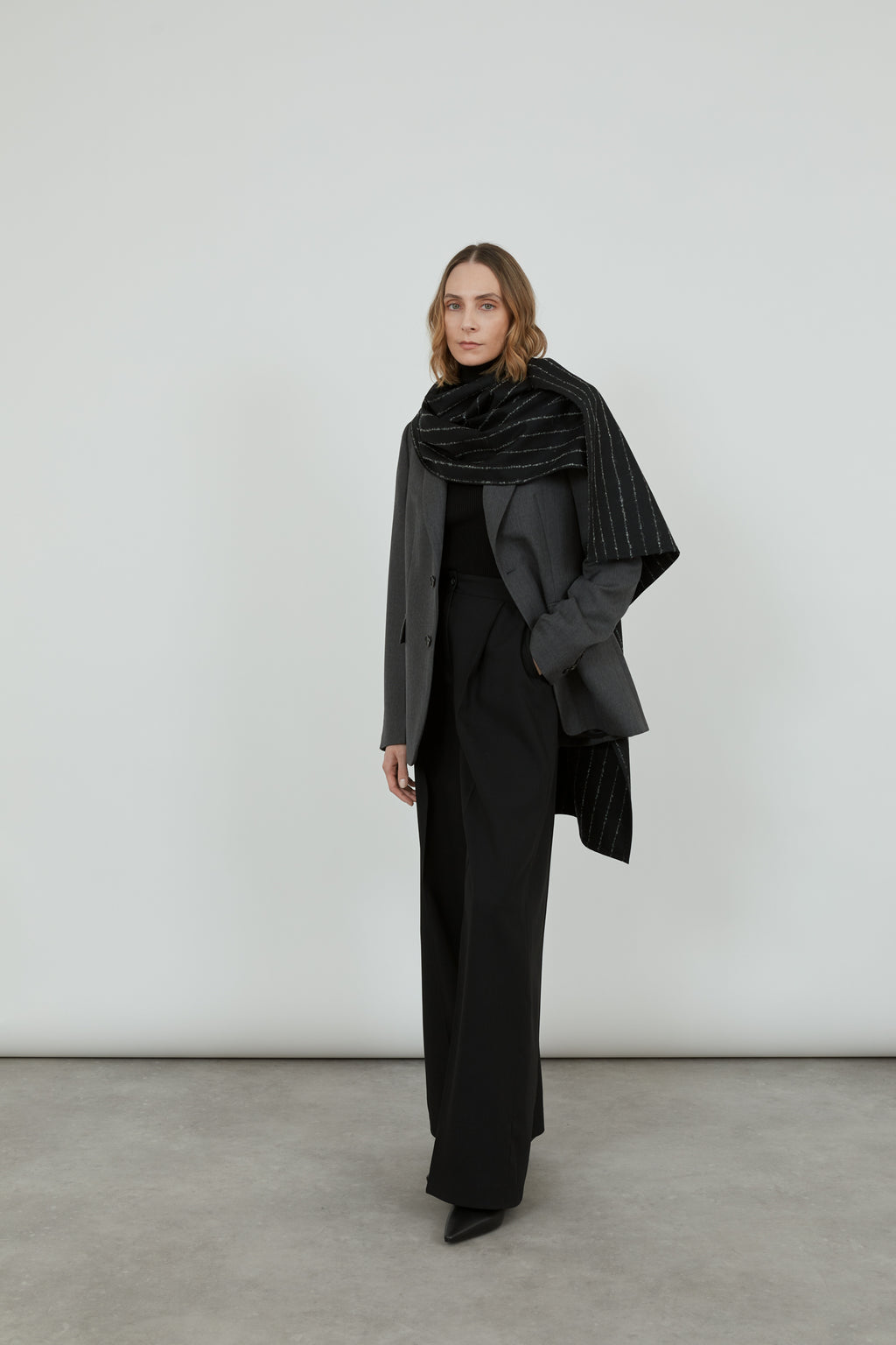 Macha scarf | Black striped - Wool blend