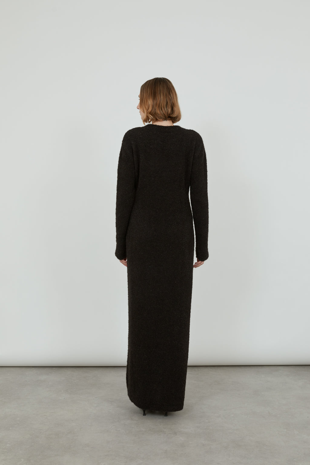 Olive knitted dress | Black - Alpaca wool