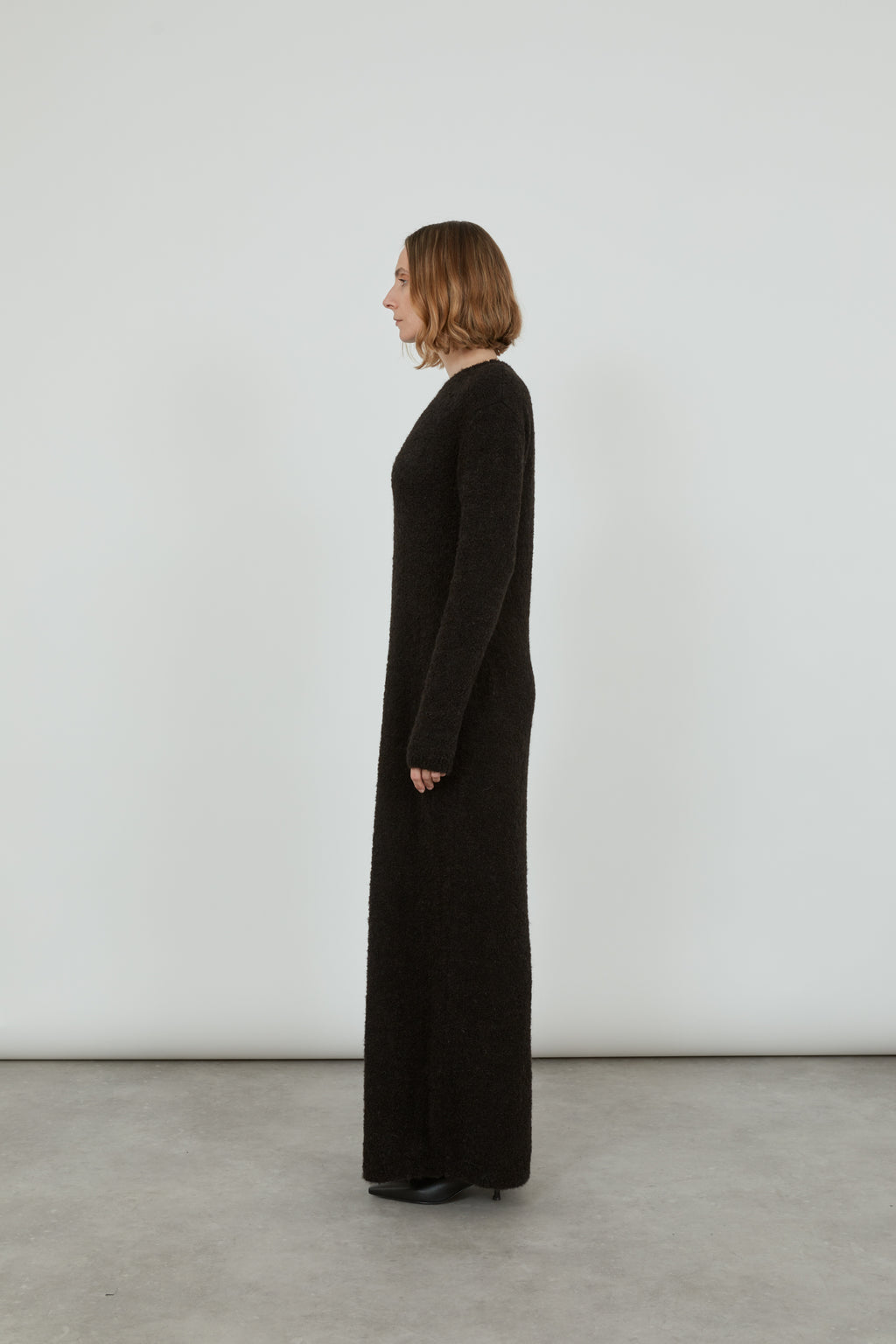 Olive knitted dress | Black - Alpaca wool