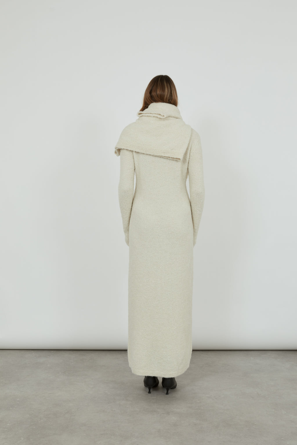 Olive knitted dress | Offwhite - Alpaca wool