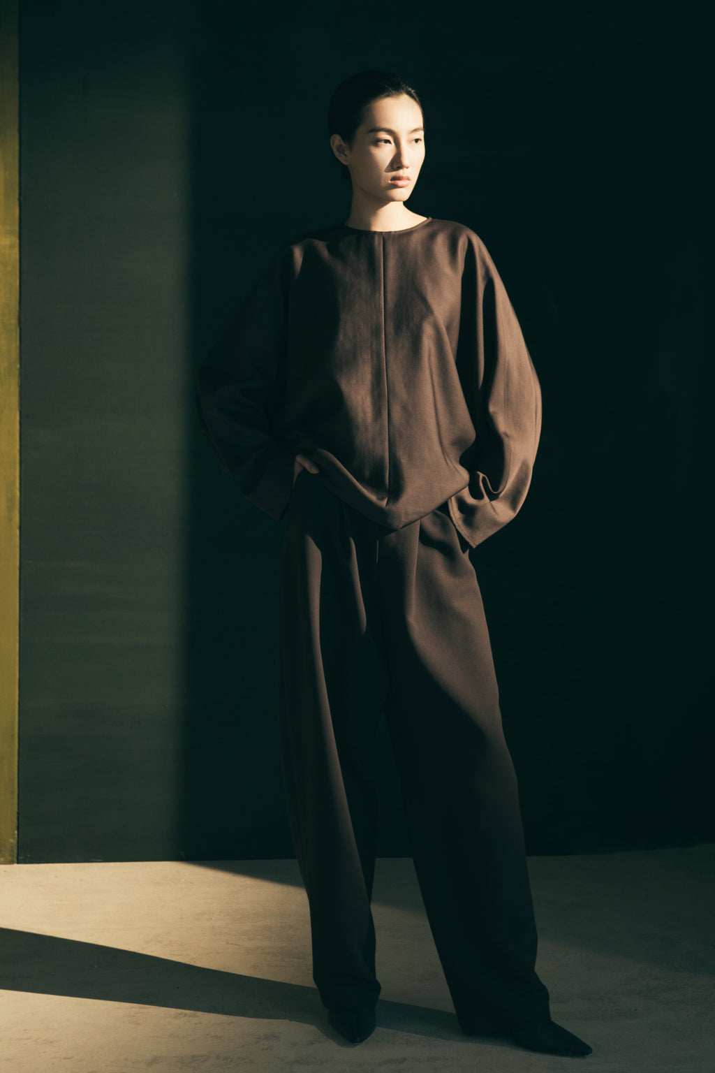Philipine blouse | Chocolate - Wool-silk blend