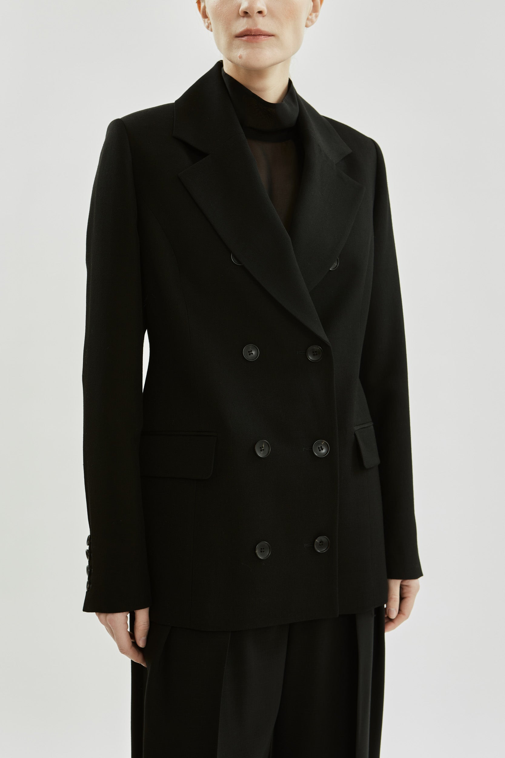 フィリッパのブレザー |ブラック - ウールシルクブレンド