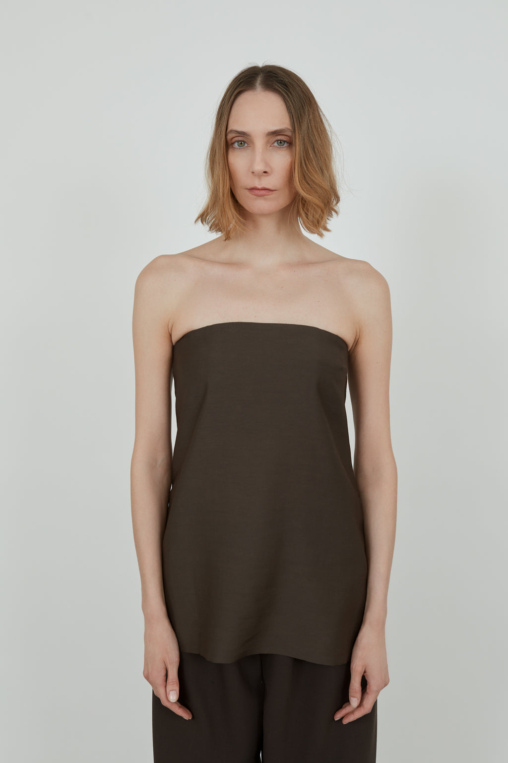 Suzanna top | Chocolate - Wool-silk blend