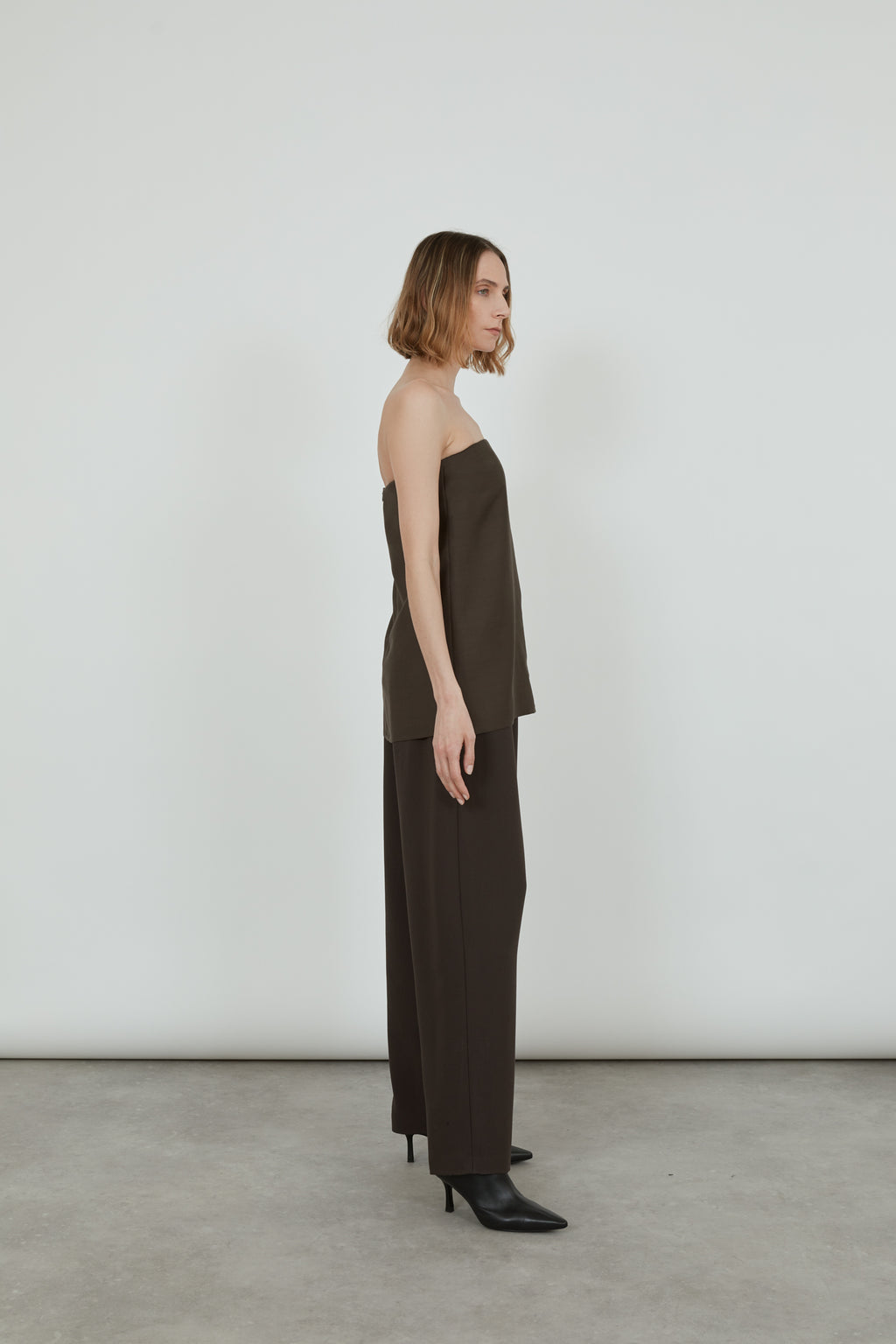 Suzanna top | Chocolate - Wool-silk blend