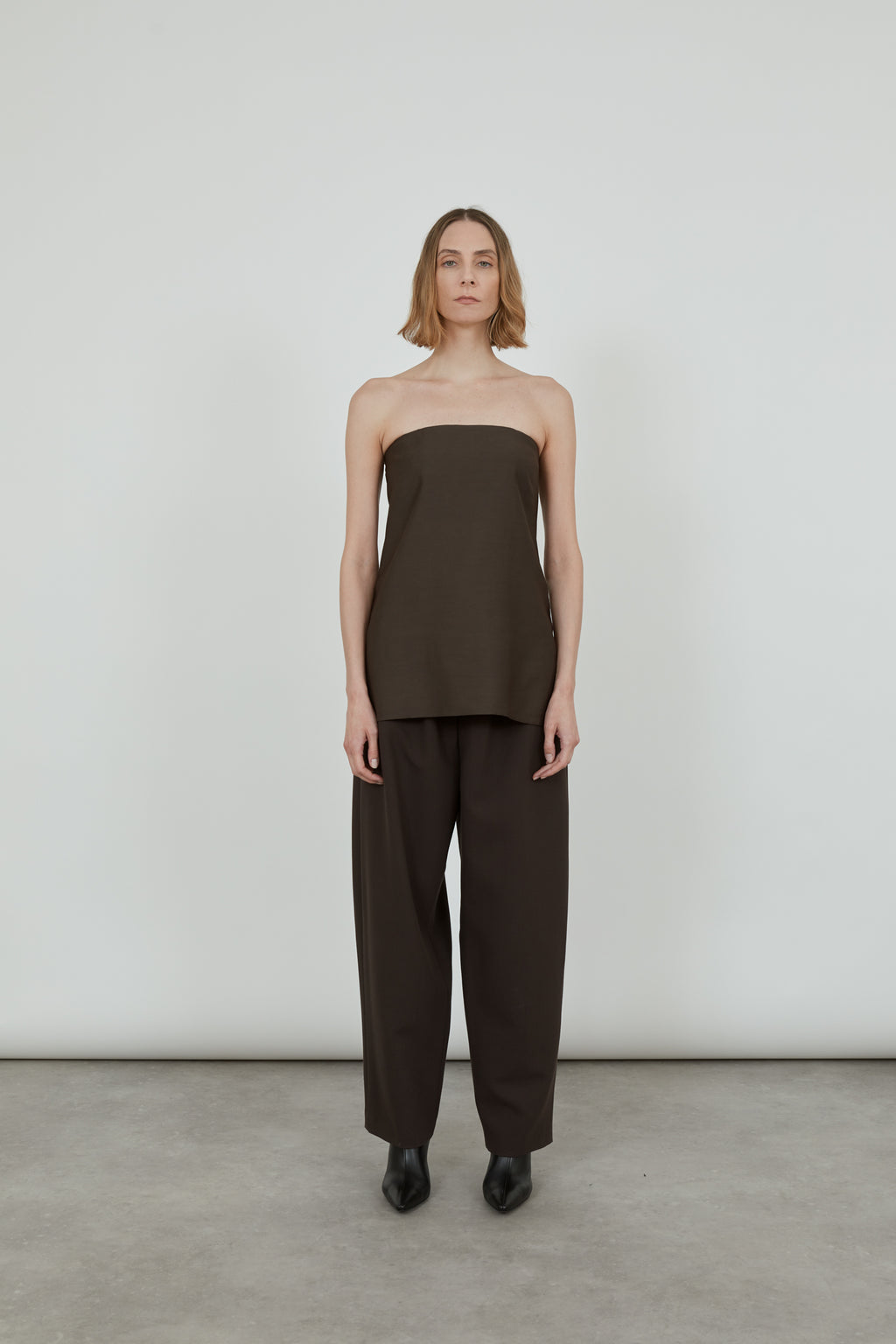 Suzanna top | Chocolate - Wool-silk blend