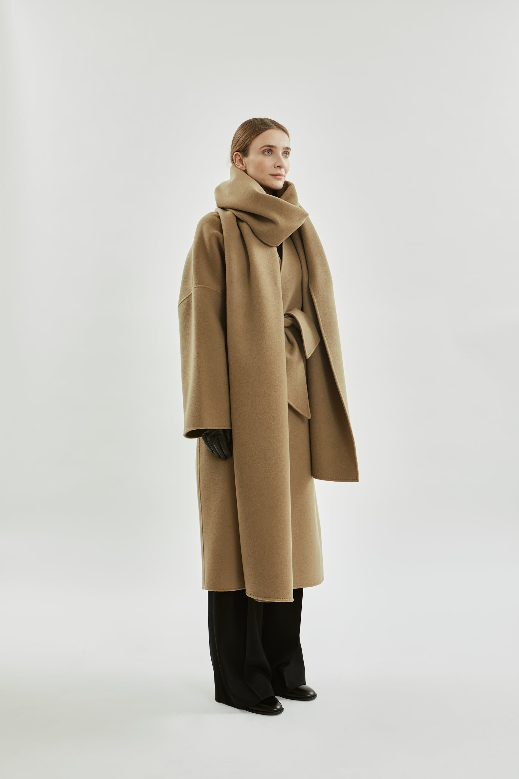 Julie scarf | Greige - Wool cashmere blend