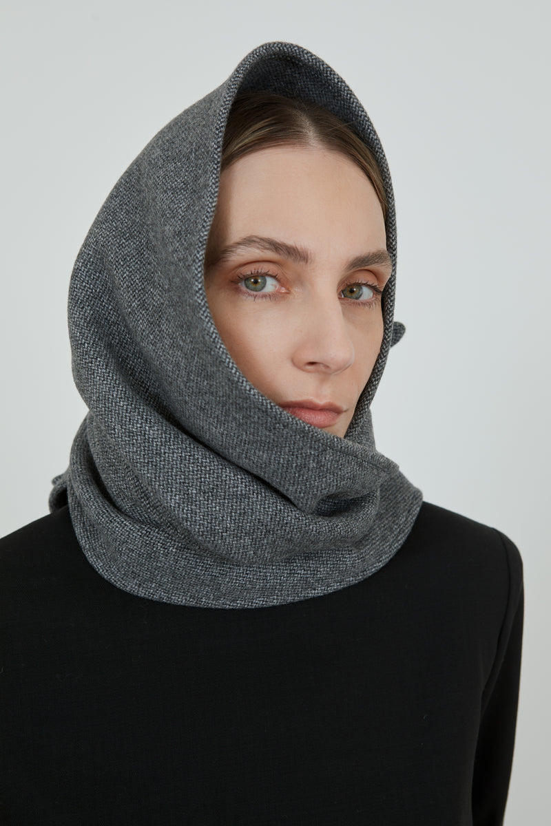 Yolanda head scarf | Grey Melange - Recycled wool blend