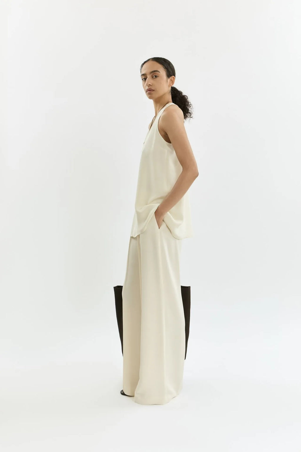 Elsie top | Off white - Crepe silk