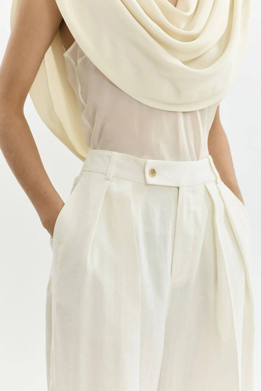 Mandana trousers | Cream - Linen silk blend