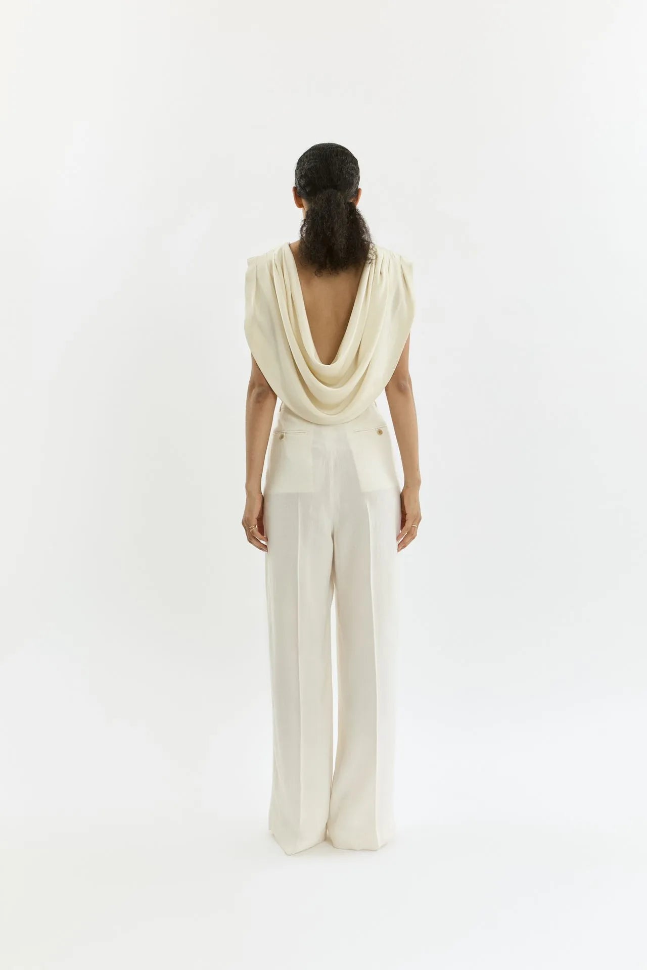 Mandana trousers | Cream - Linen silk blend