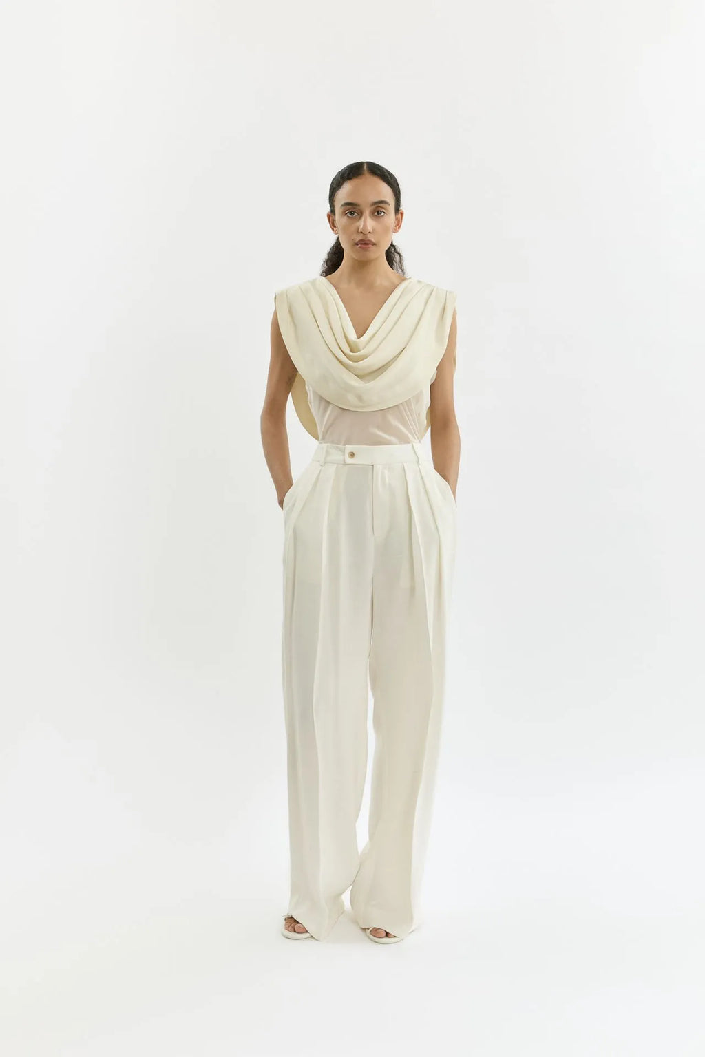 Marcia top | Off white - Crepe silk