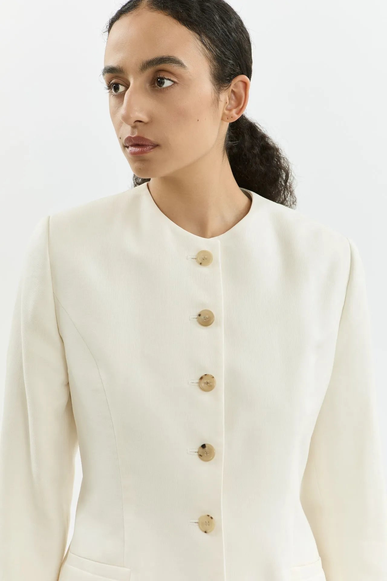 Peggy blazer | Cream - Cotton silk blend