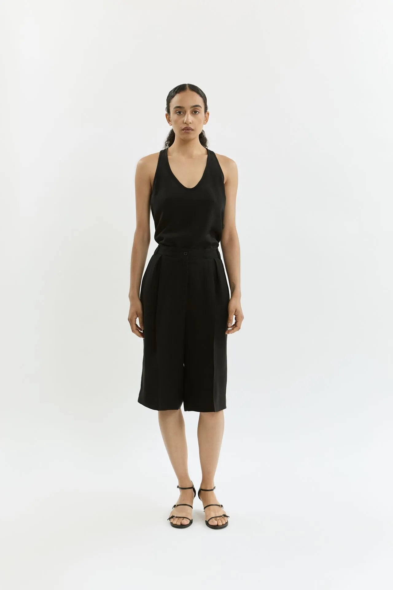 Piper bermuda shorts | Black - Linen silk blend