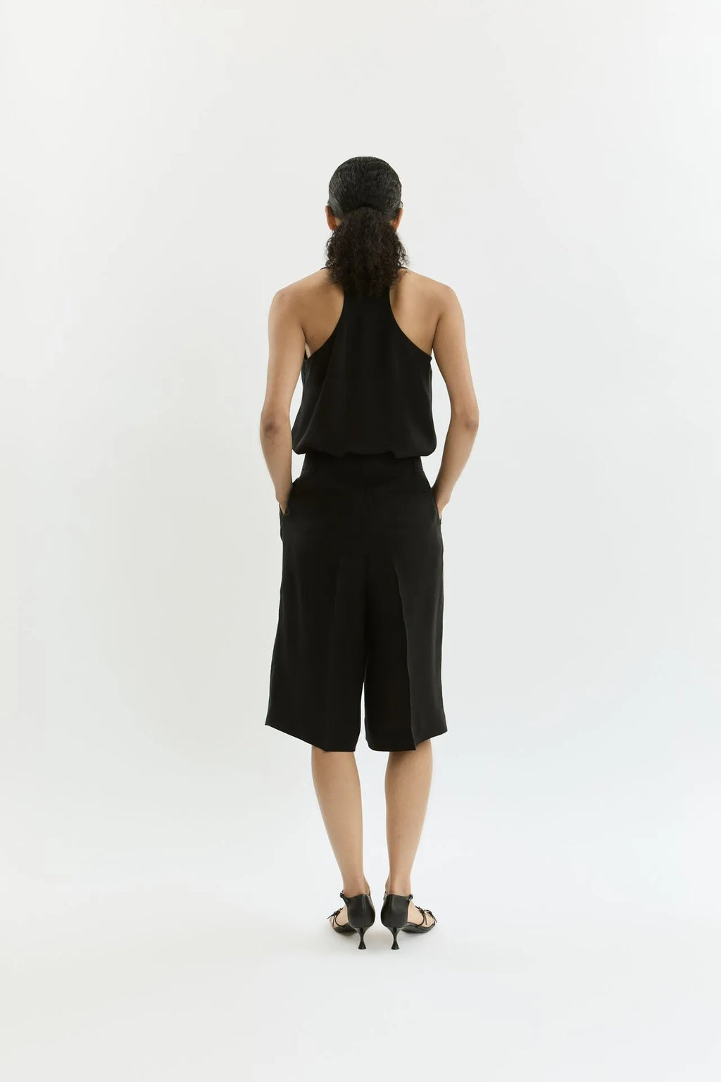 Piper bermuda shorts | Black - Linen silk blend