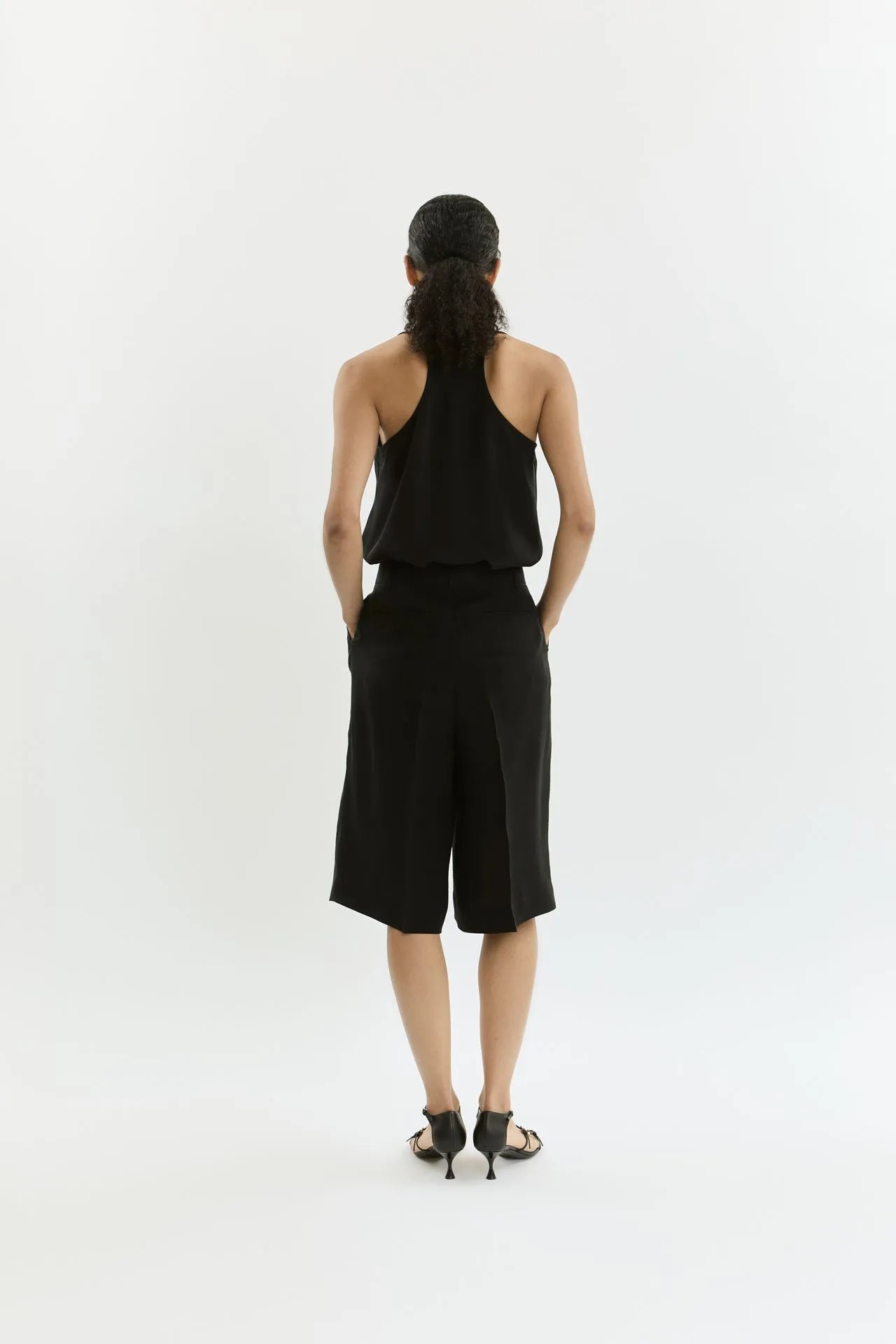 Piper bermuda shorts | Black - Linen silk blend