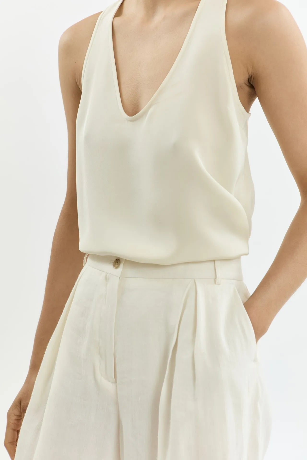 Piper bermuda shorts | Cream - Linen silk blend