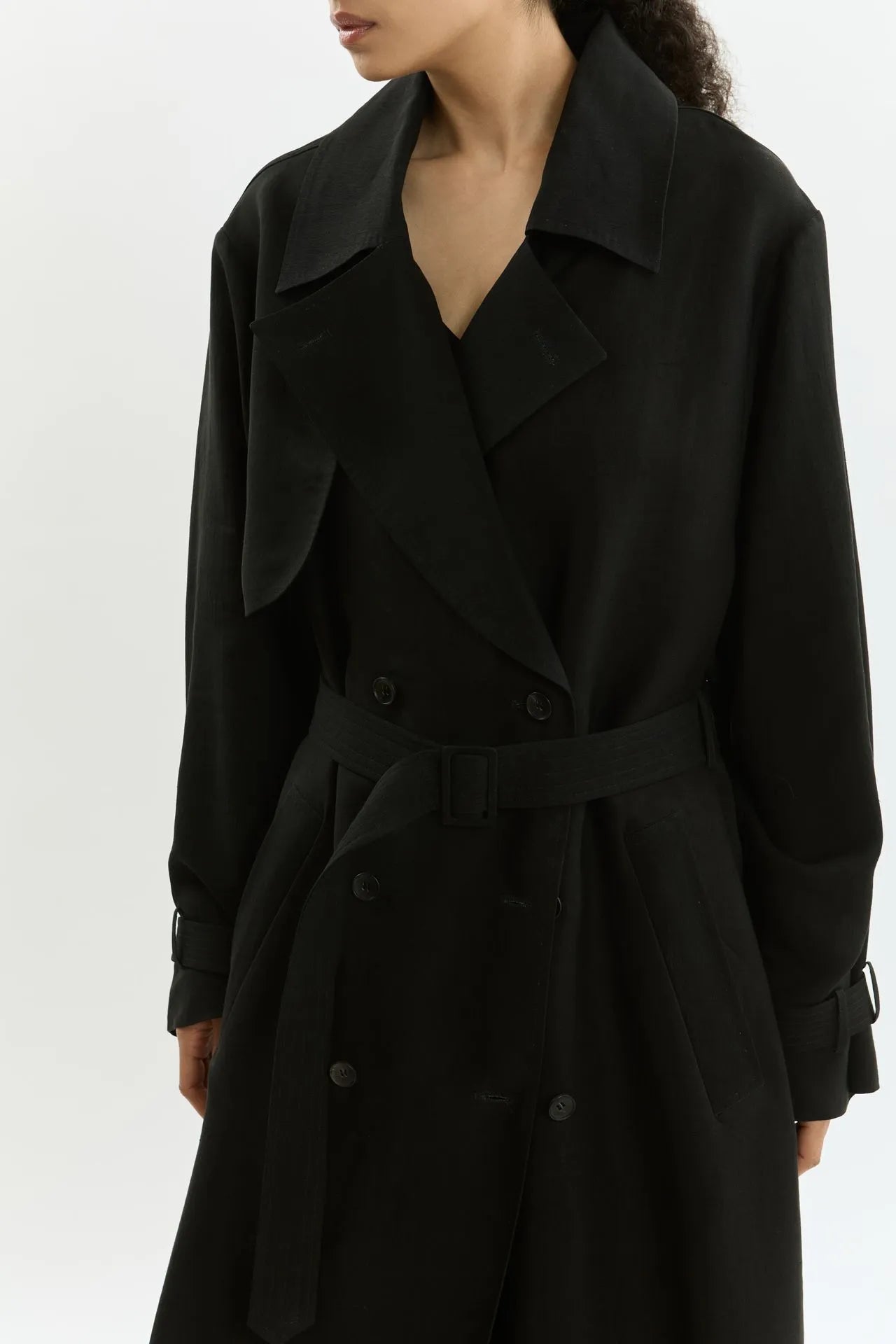 Riley trench coat | Black - Linen silk blend