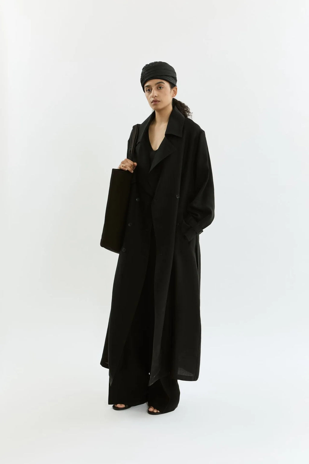 Riley trench coat | Black - Linen silk blend