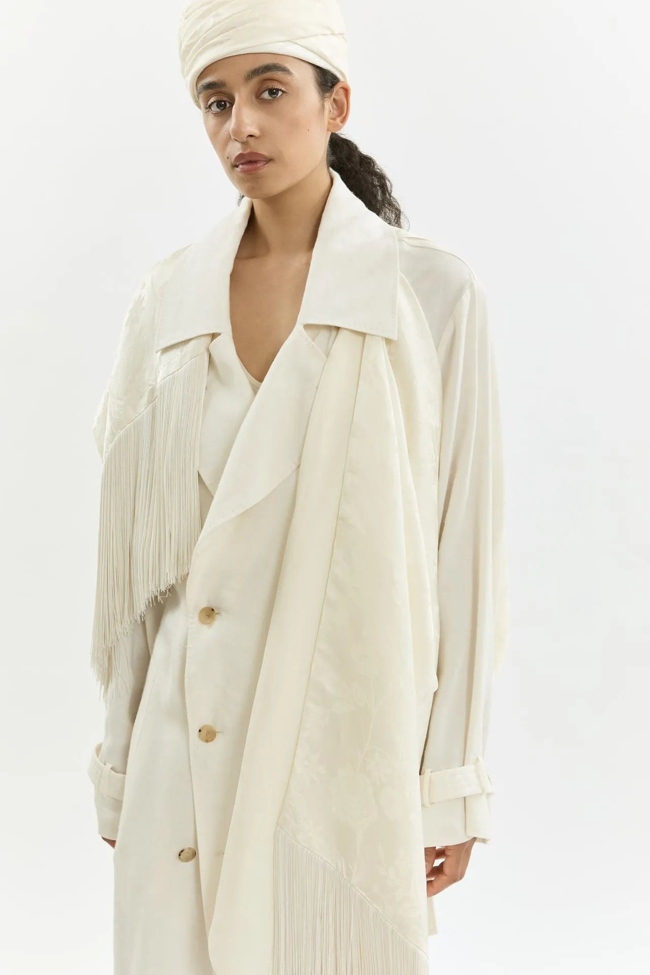 Riley trench coat | Cream - Linen silk blend