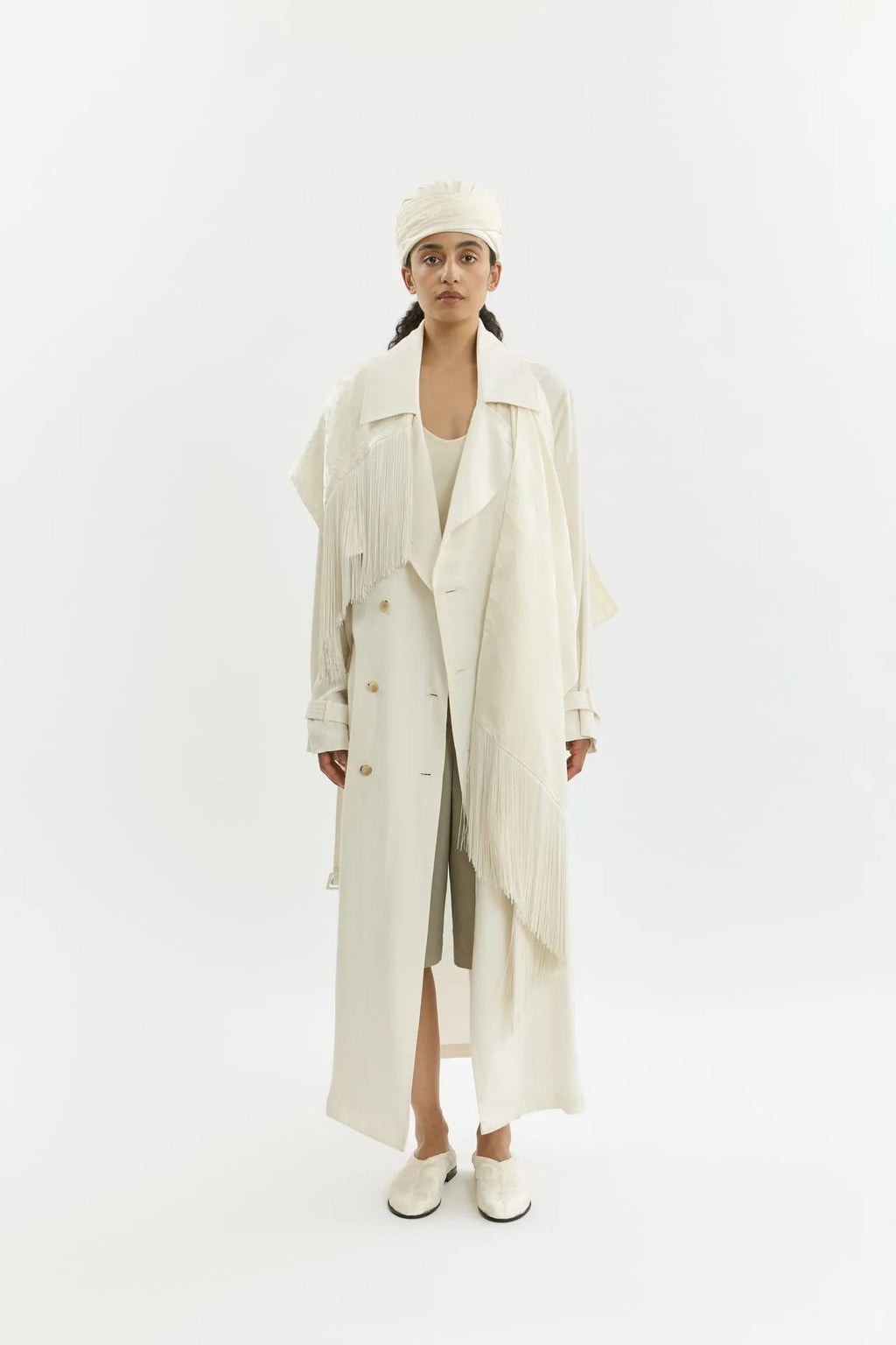 Riley trench coat | Cream - Linen silk blend