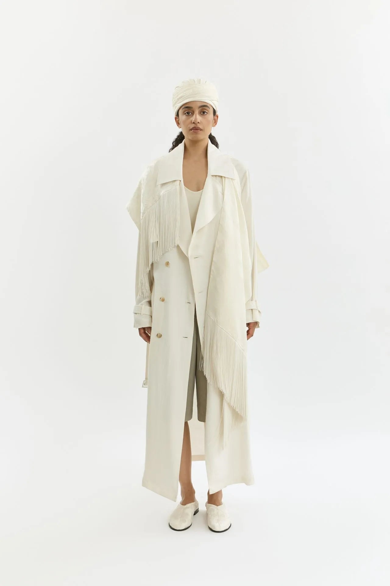 Riley trench coat | Cream - Linen silk blend