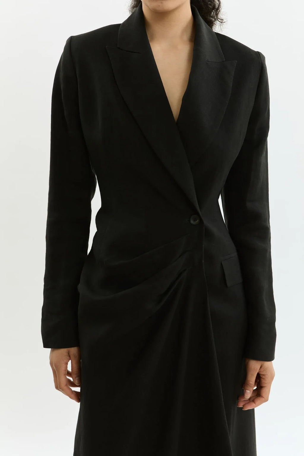 Rose blazer dress | Black - Linen silk blend