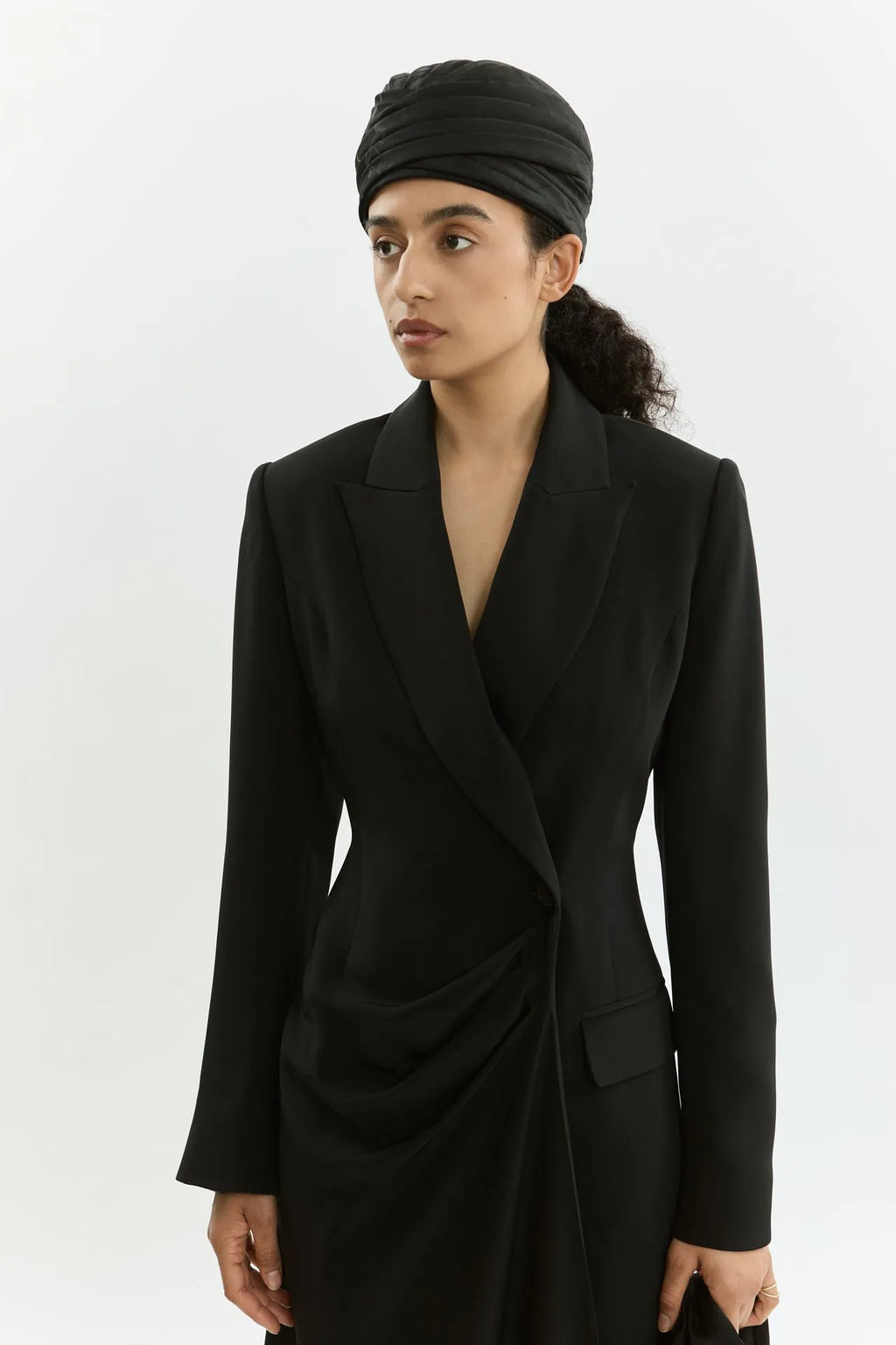 Rose blazer dress | Black - Crepe silk