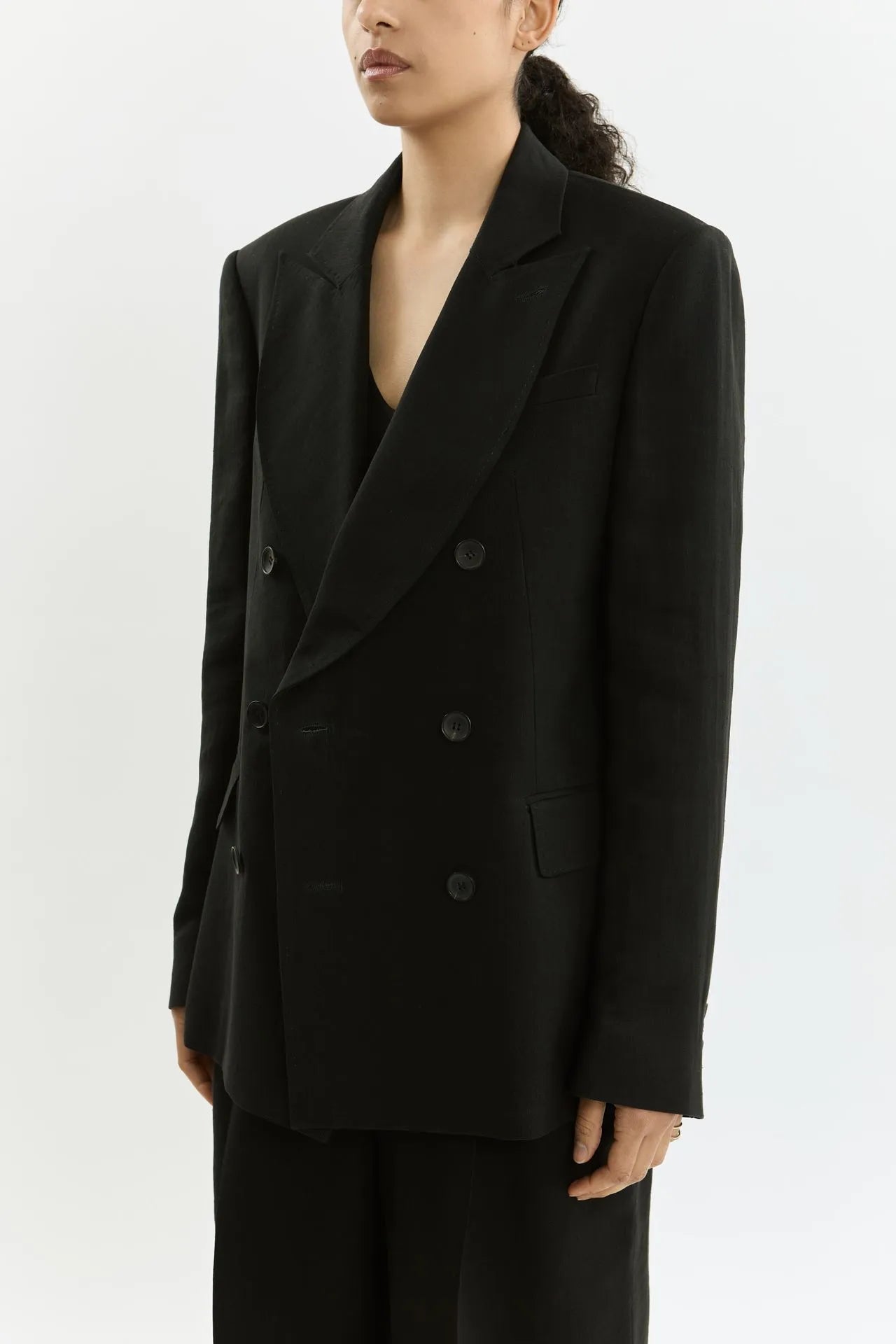 Sasha blazer | Black - Linen silk blend